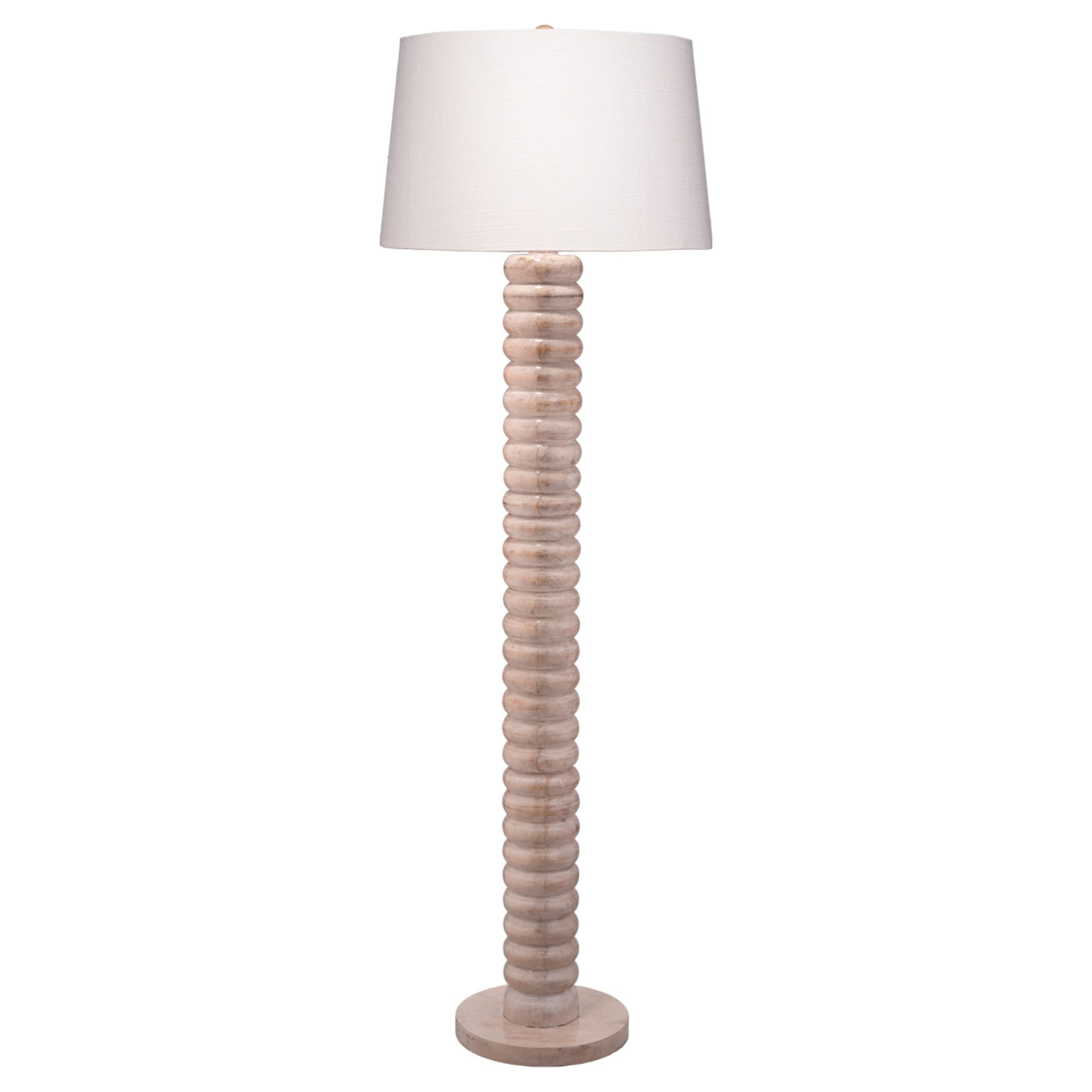 Abacus Mango Wood 1-Light Floor Lamp with Polyester Linen Shade by Jamie Young