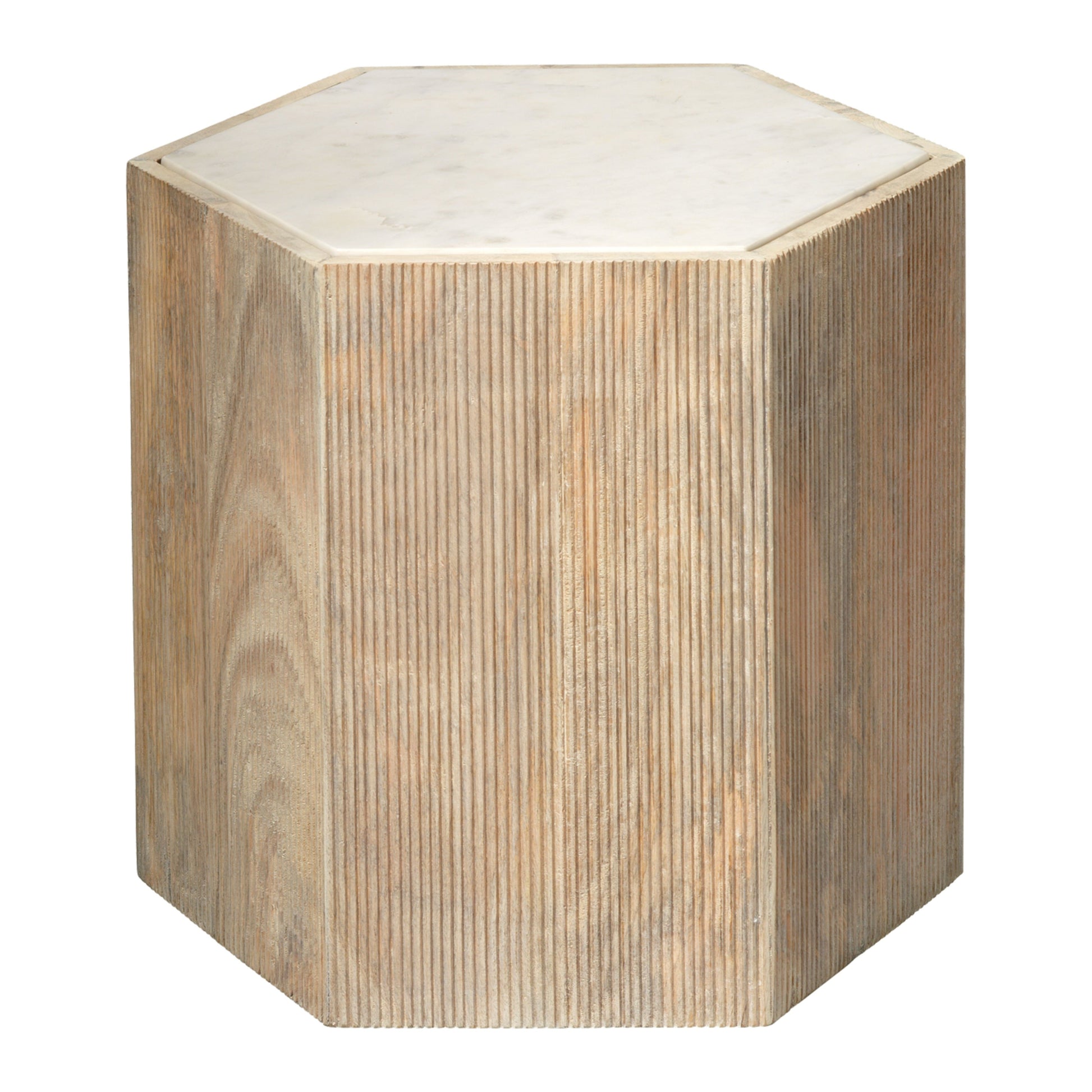 Argan Wood Hexagon Table by Jamie Young