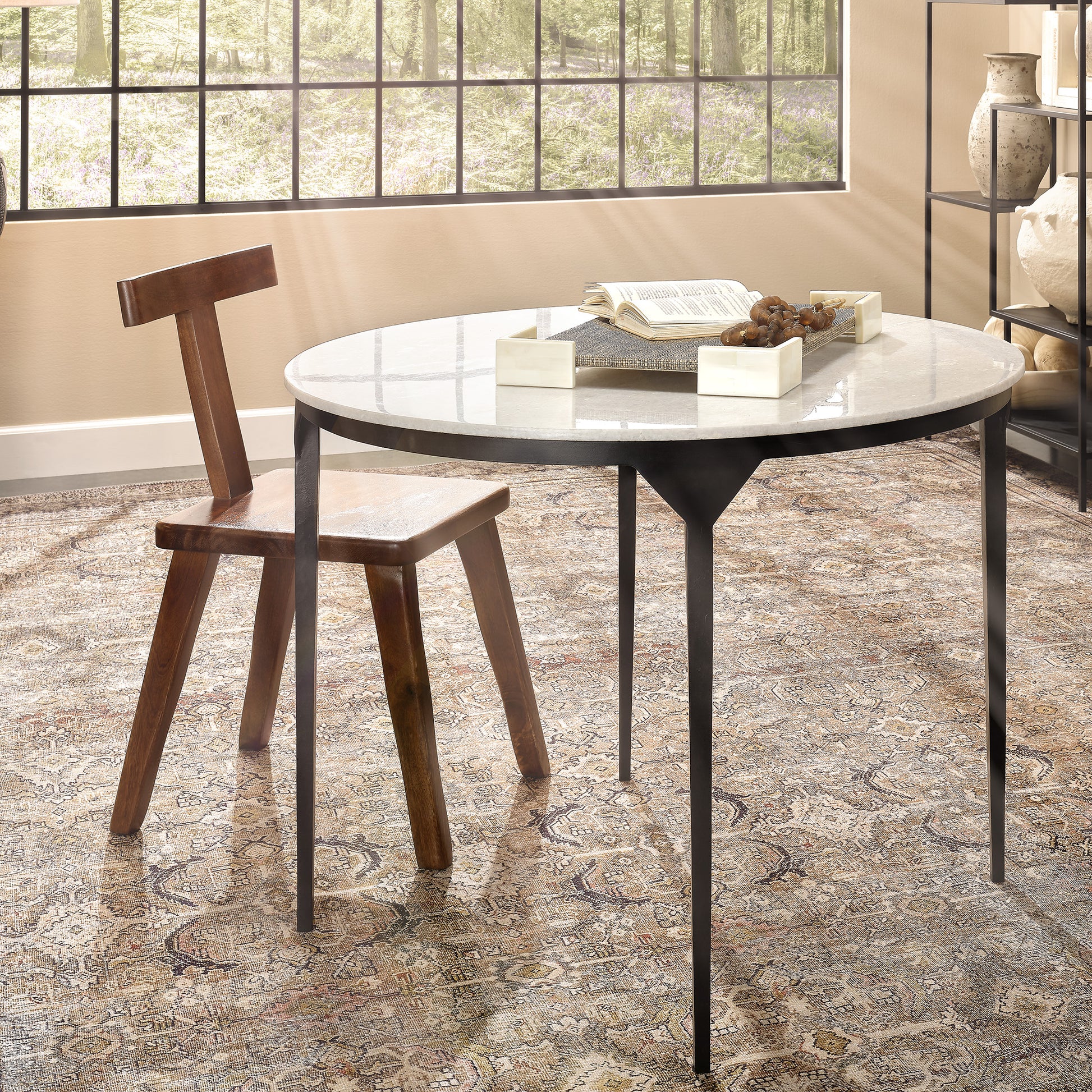 Dante Marble and Metal Dining Table by Jamie Young