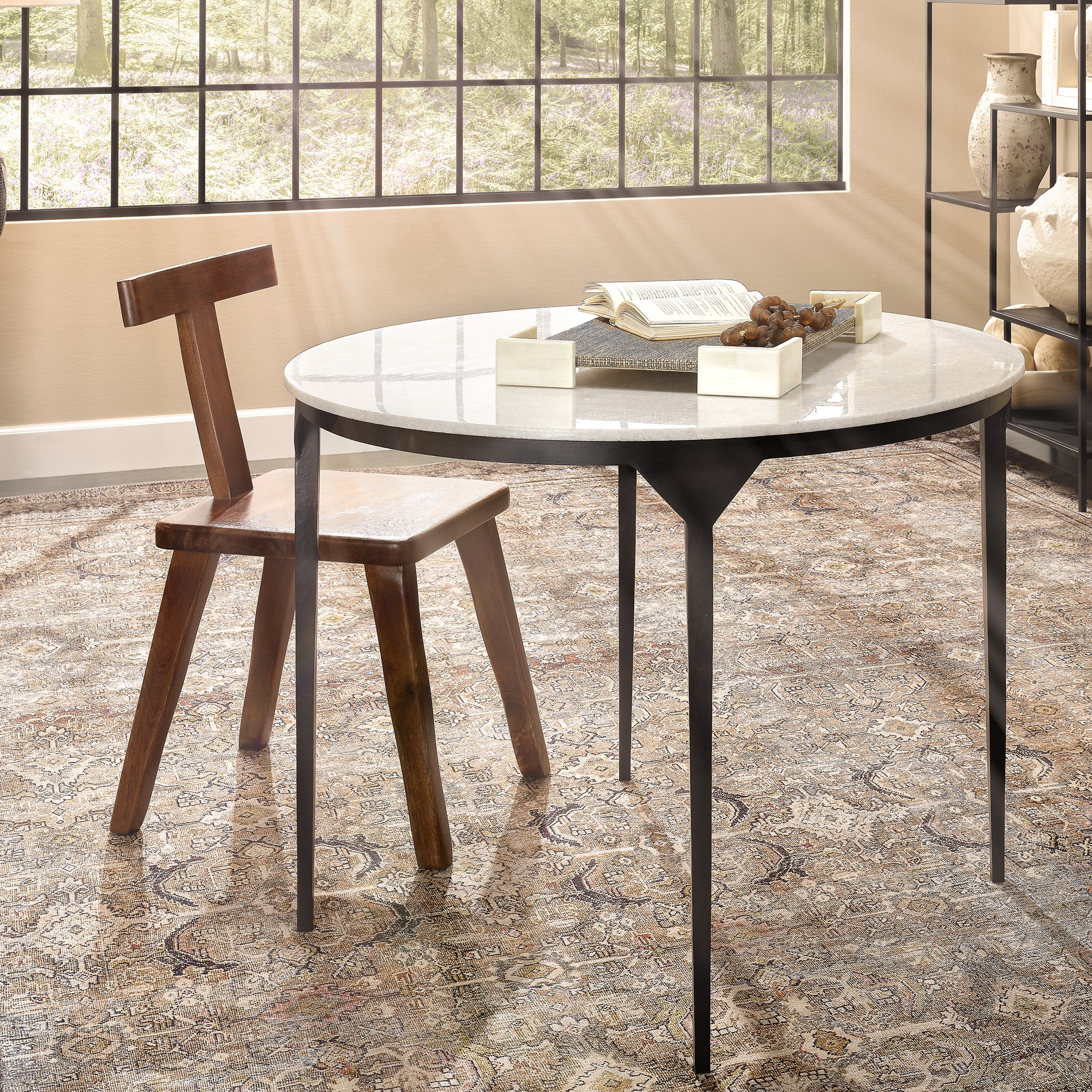 Dante Marble and Metal Dining Table by Jamie Young