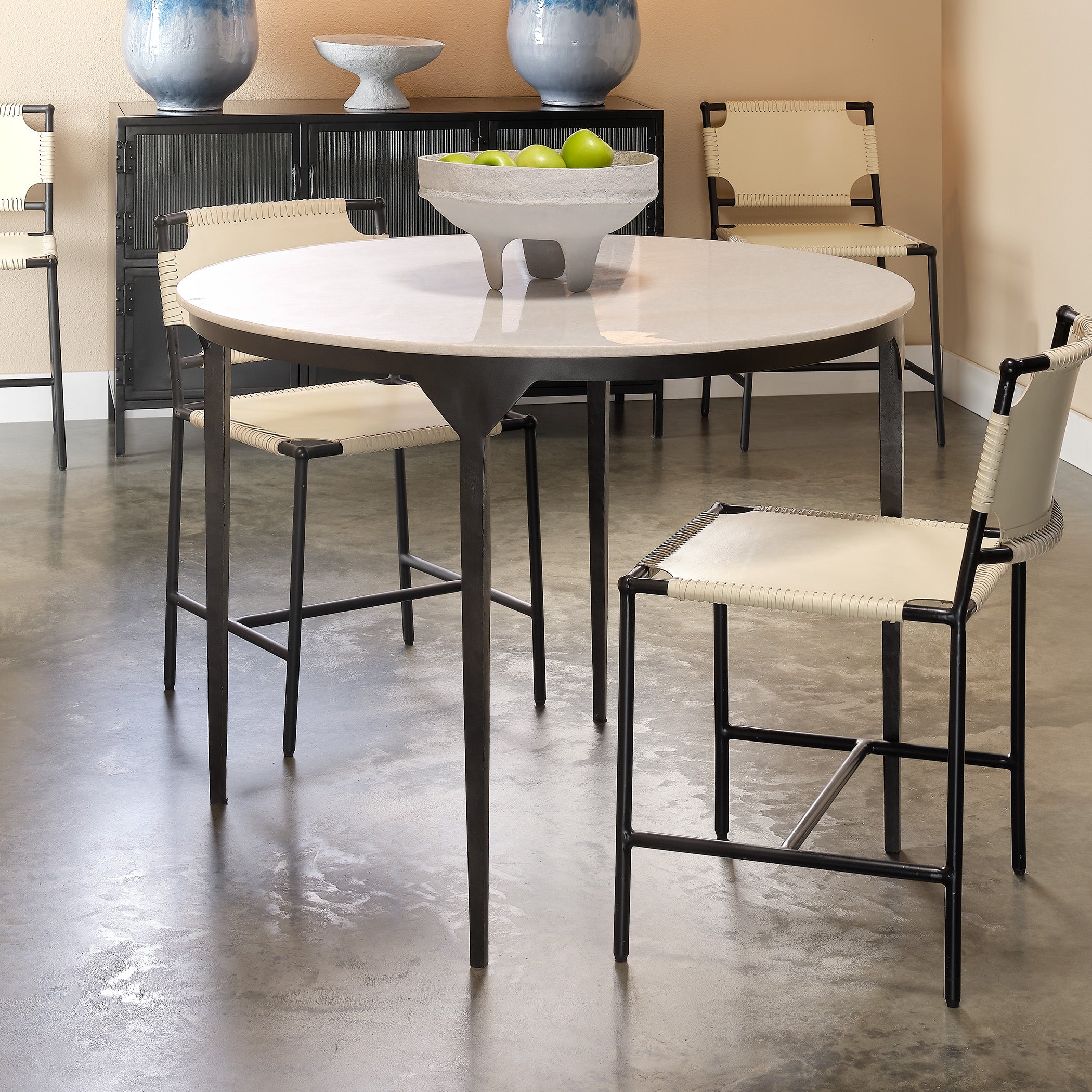 Dante Marble and Metal Dining Table by Jamie Young