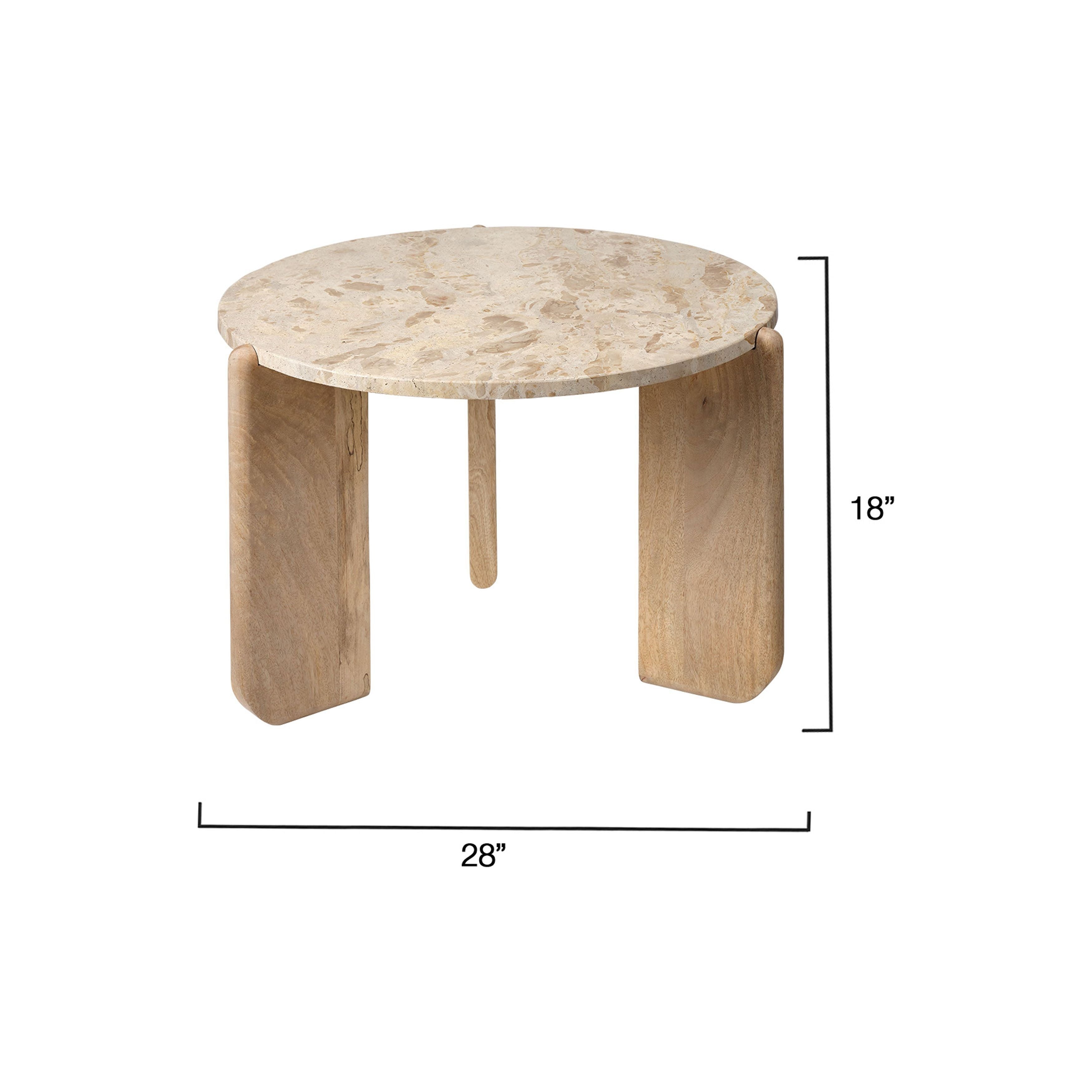 Quarry Wood and Tendua Stone Coffee Table by Jamie Young