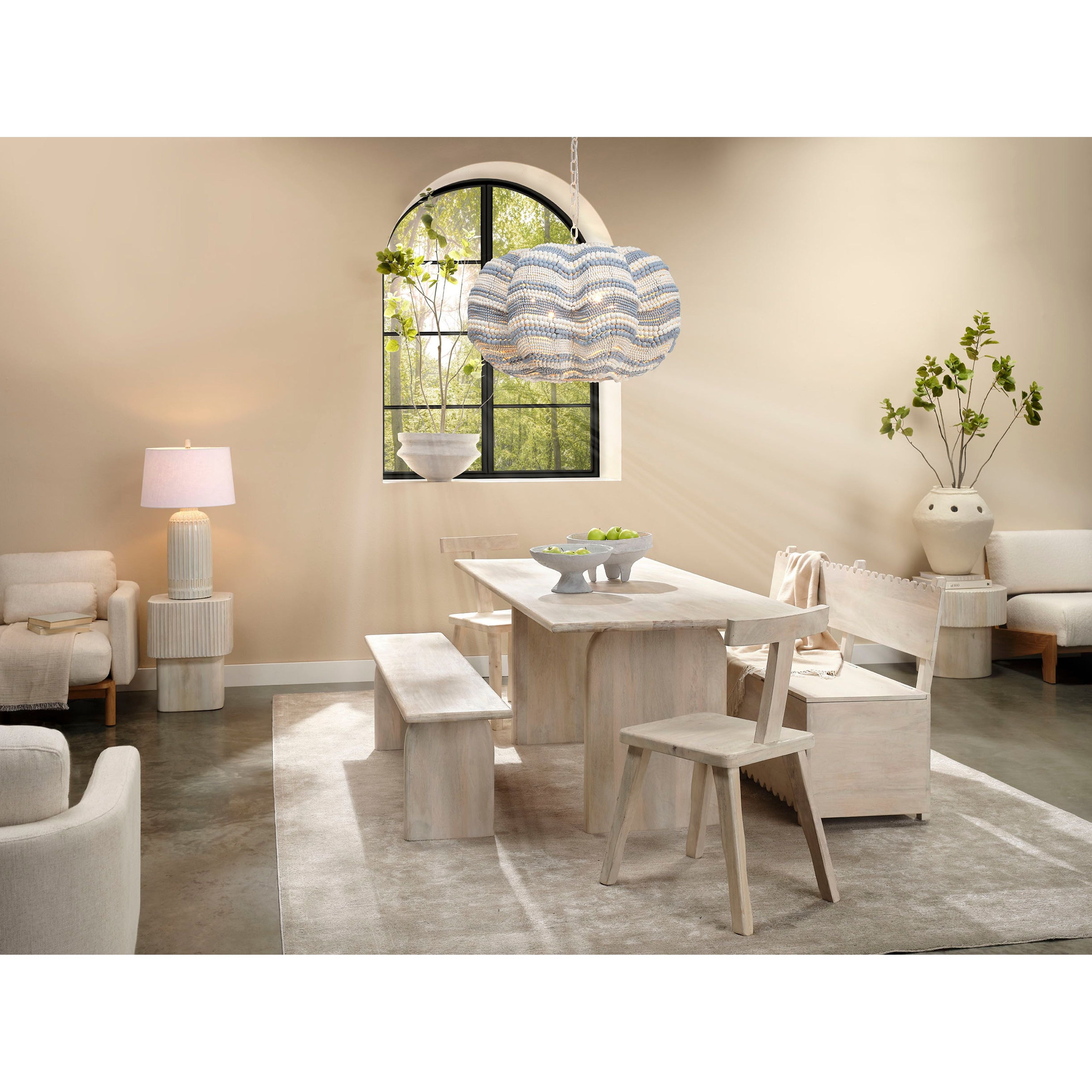 Clamshell Wood Beaded 4-Light Chandelier by Jamie Young