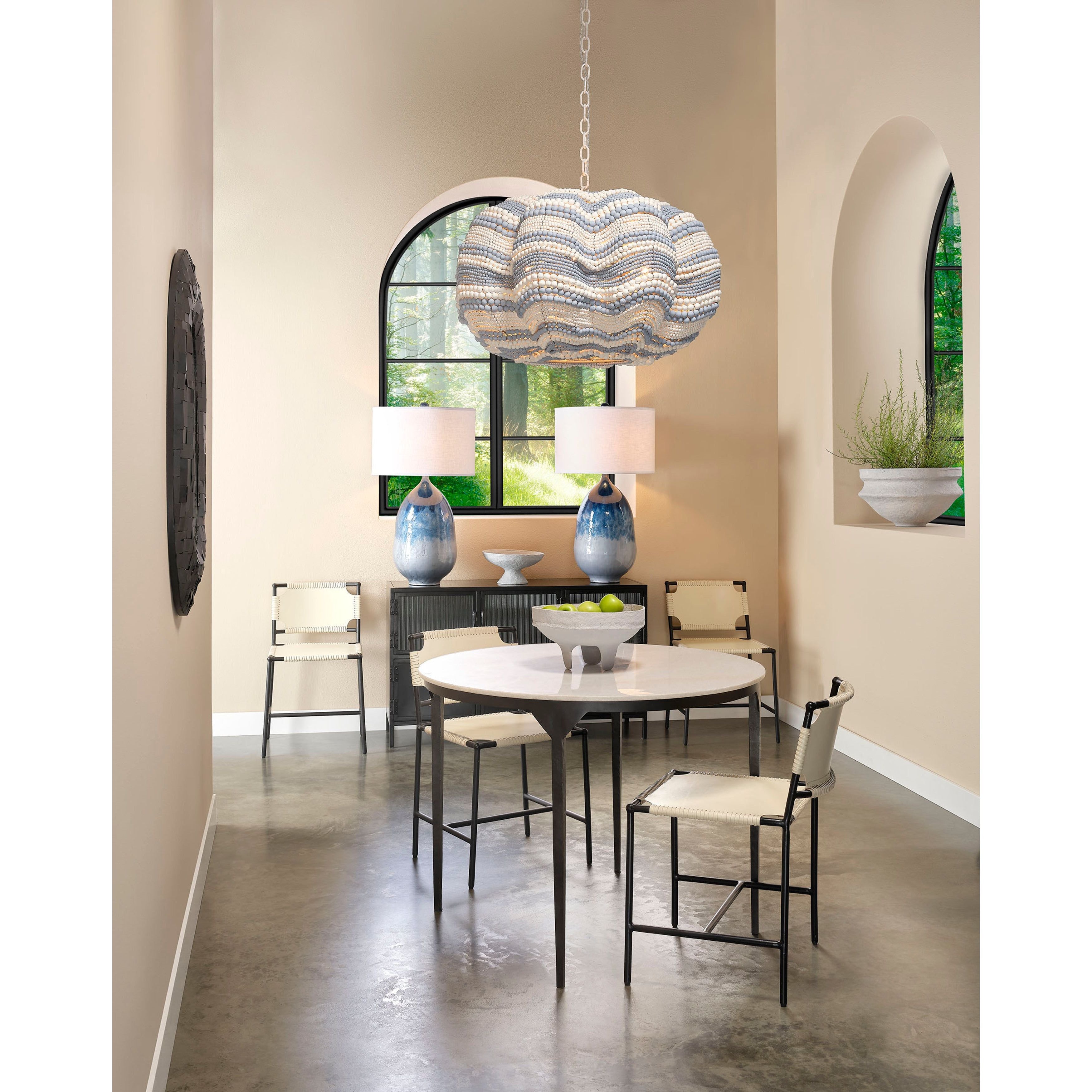 Clamshell Wood Beaded 4-Light Chandelier by Jamie Young