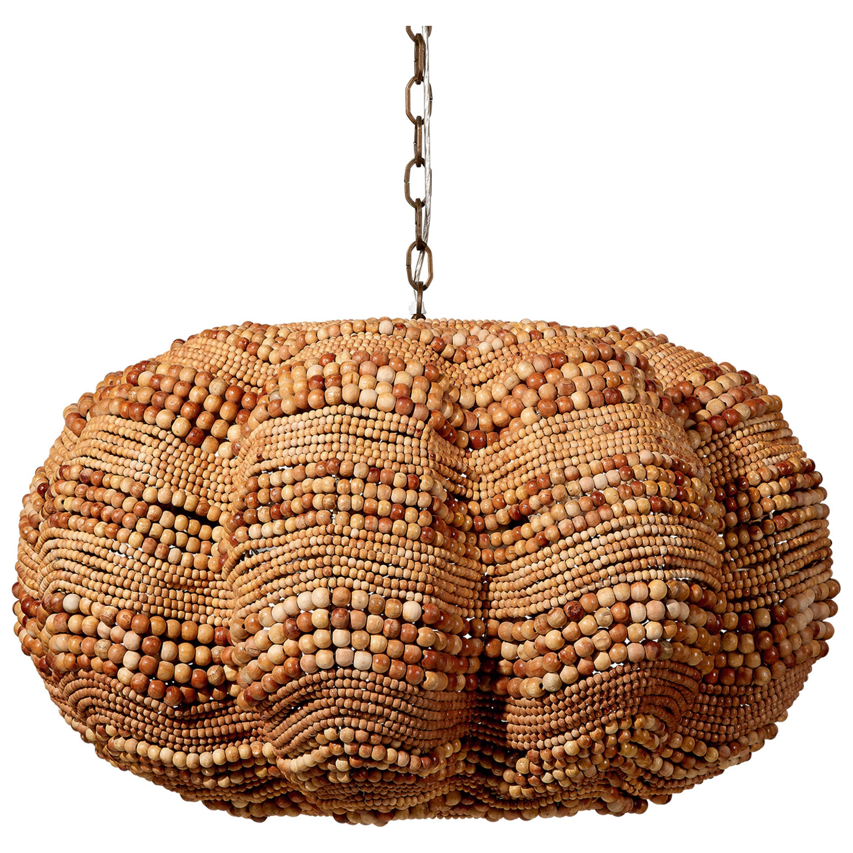 Clamshell Wood Beaded 4-Light Chandelier by Jamie Young
