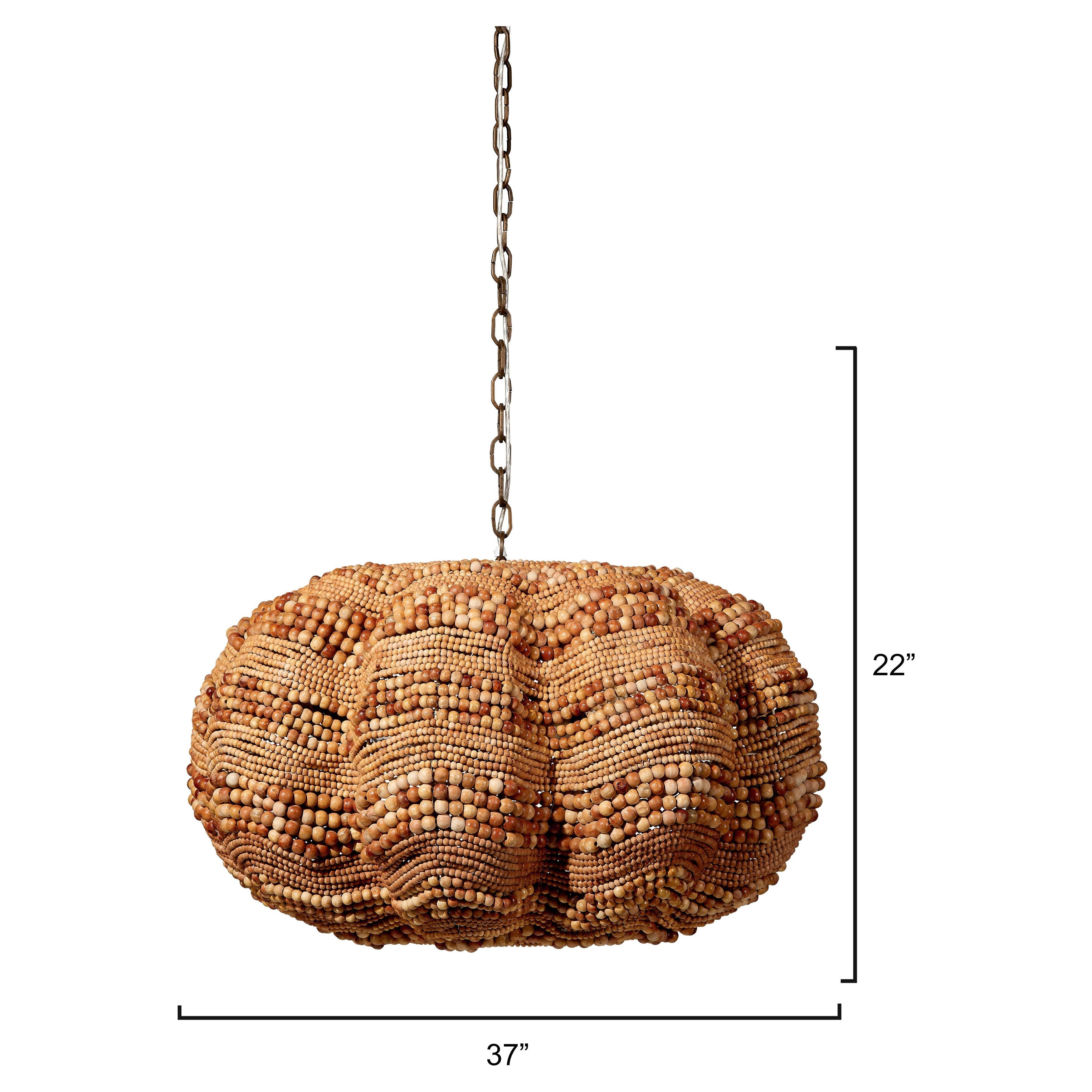 Clamshell Wood Beaded 4-Light Chandelier by Jamie Young