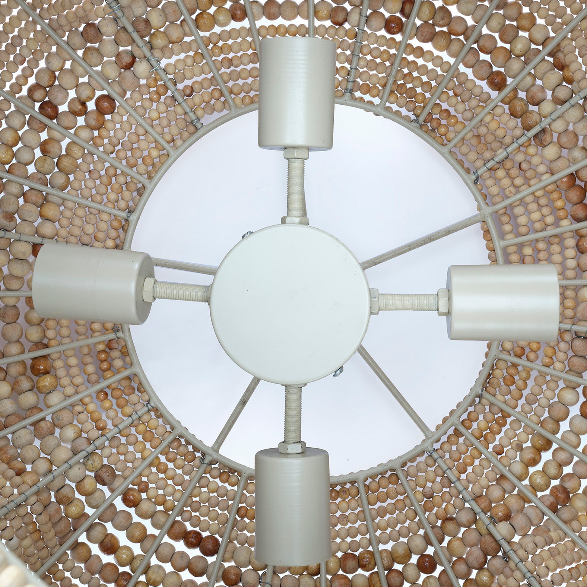 Clamshell Wood Beaded 4-Light Chandelier by Jamie Young