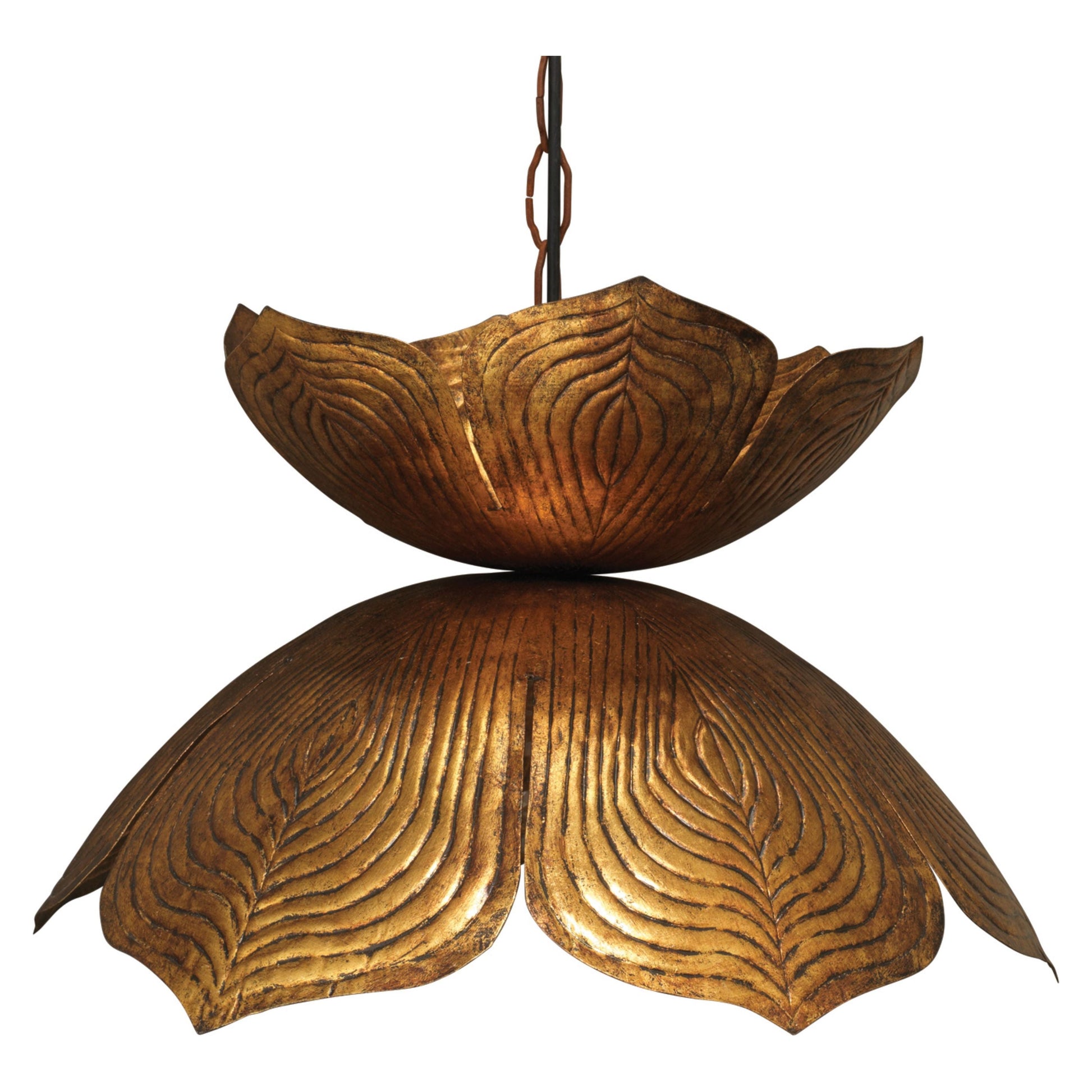 Flowering Lotus Iron Pendant, Antique Gold by Jamie Young
