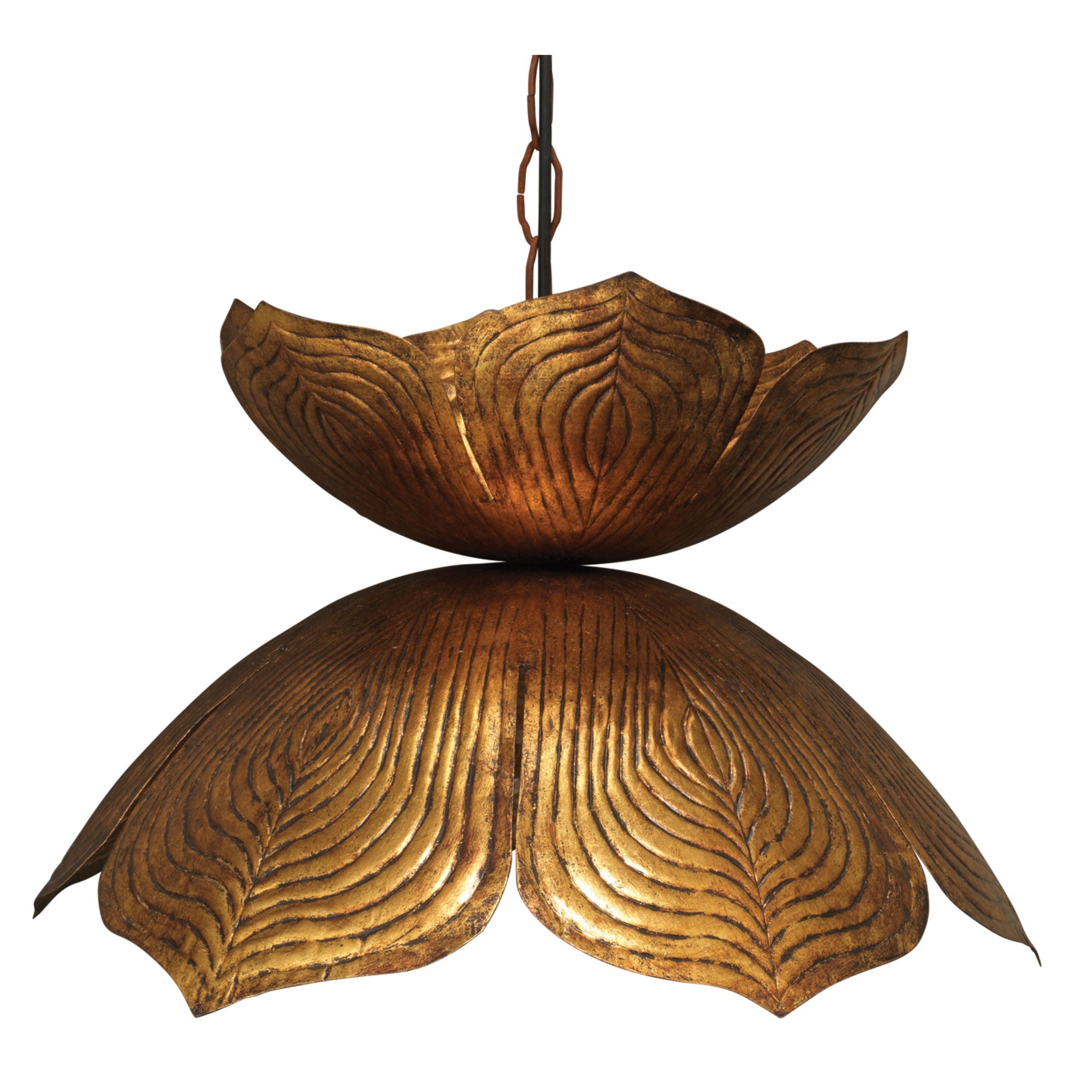 Flowering Lotus Iron Pendant, Antique Gold by Jamie Young
