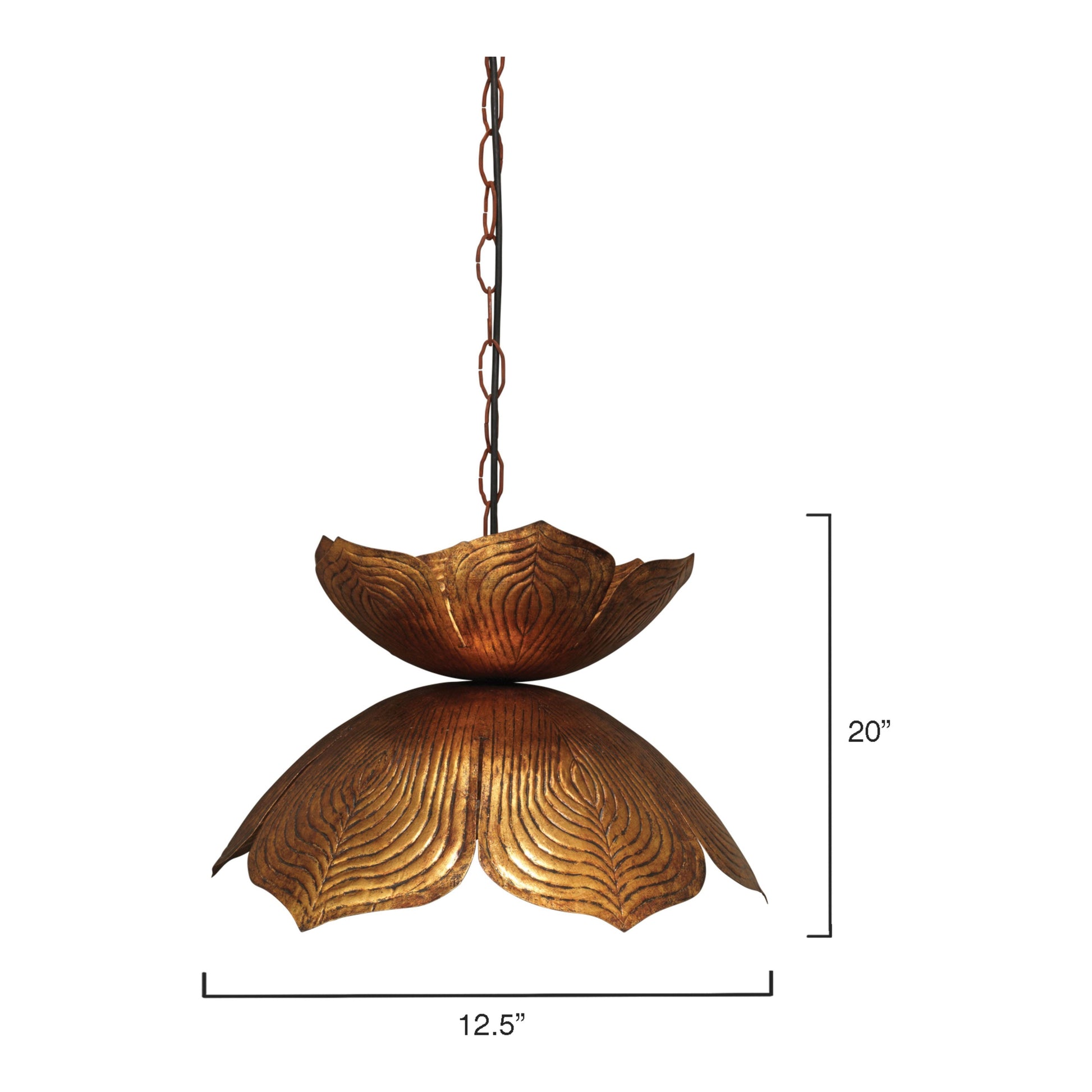 Flowering Lotus Iron Pendant, Antique Gold by Jamie Young