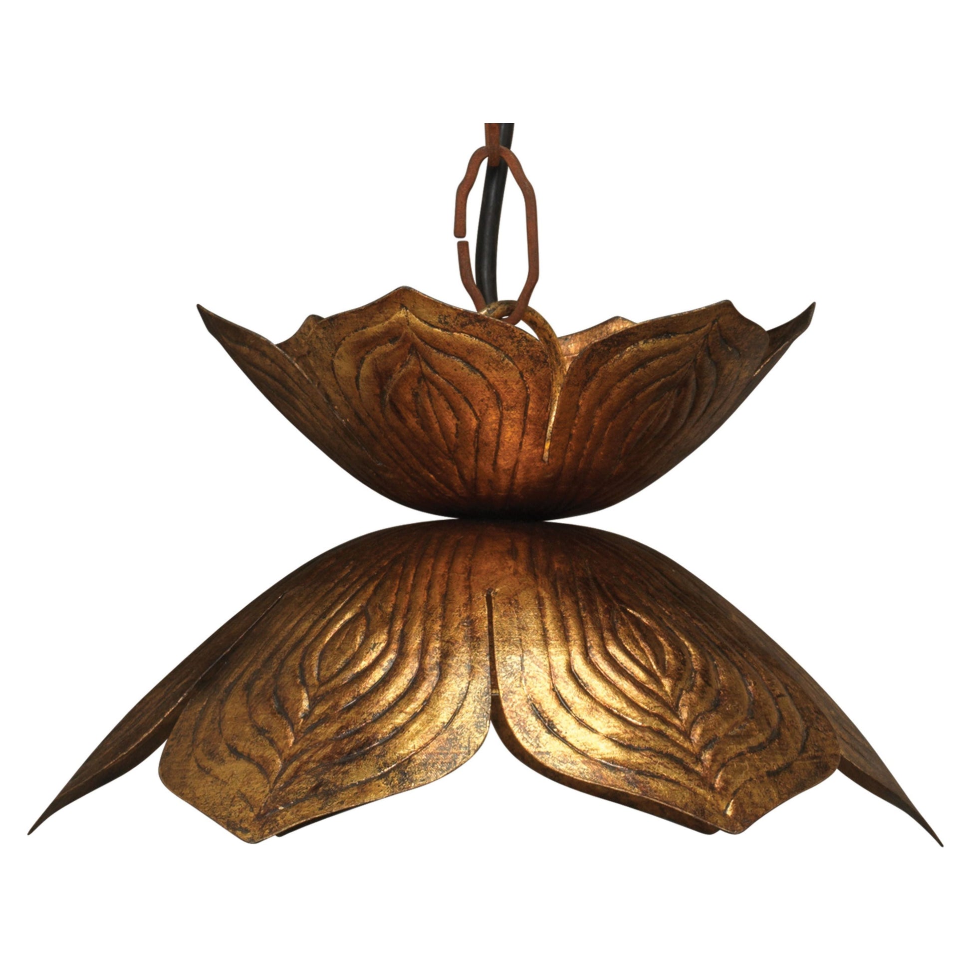Flowering Lotus Iron Pendant, Antique Gold by Jamie Young