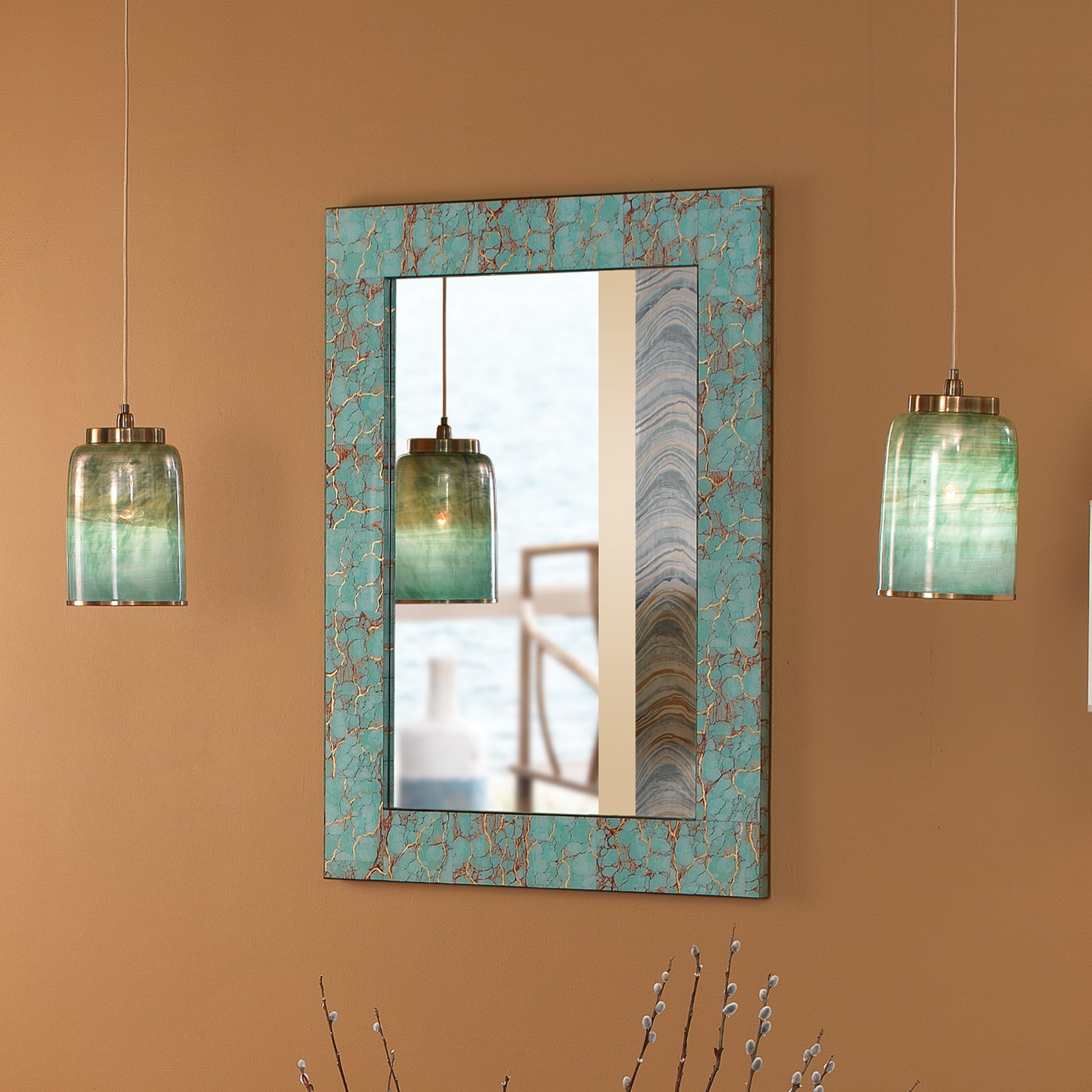 Vapor Metallic Glass 1-Light Pendant, Aqua by Jamie Young