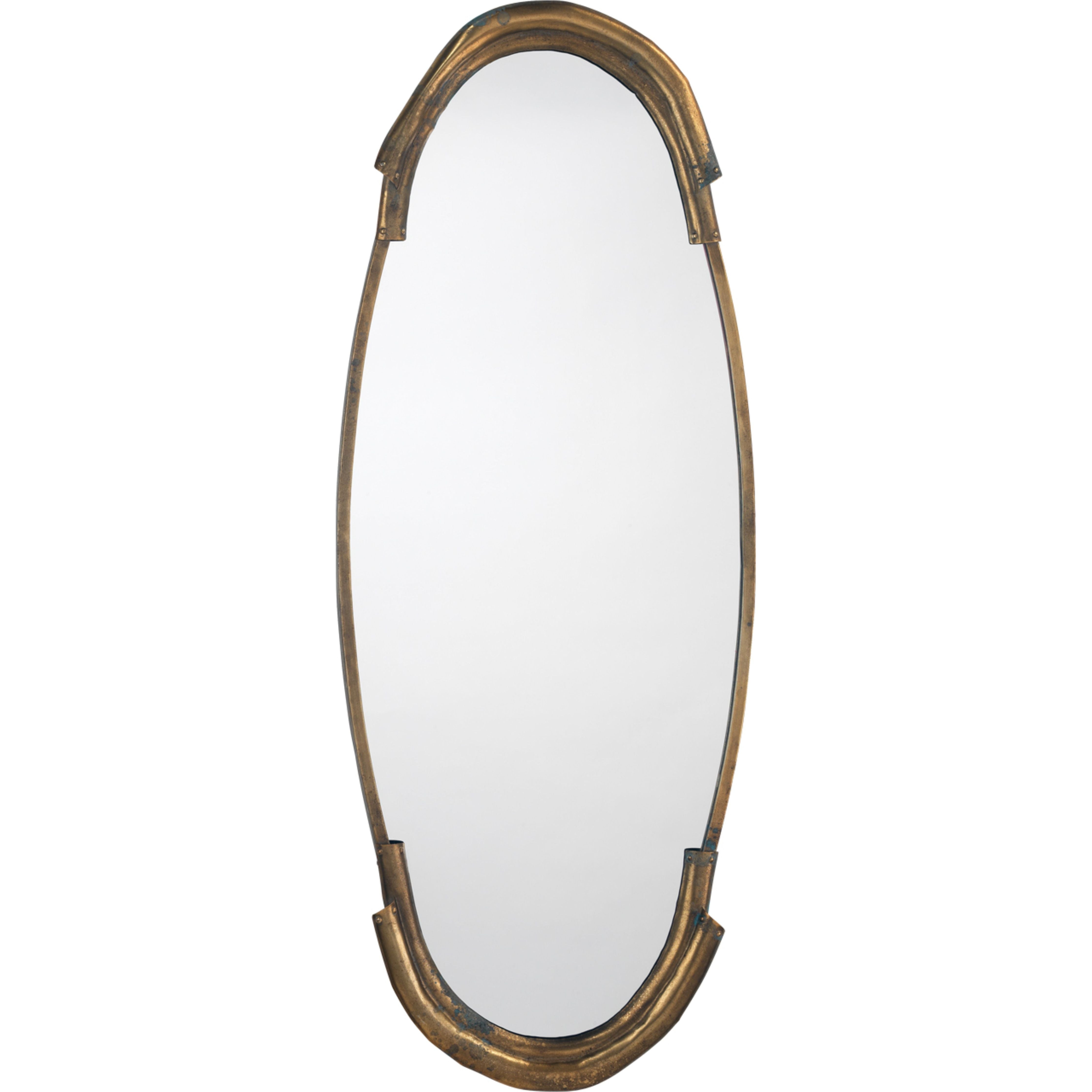 Margaux Metal Oval Wall Mirror Antique Brass by Jamie Young