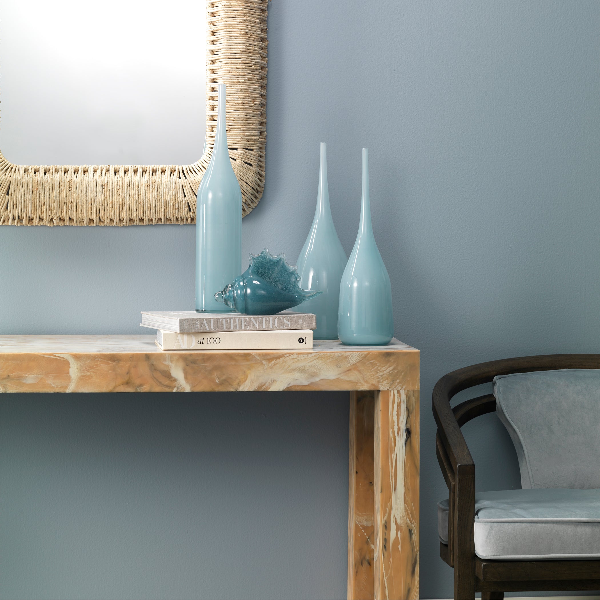 Triton Hand Blown Decorative Glass Shell, Blue by Jamie Young