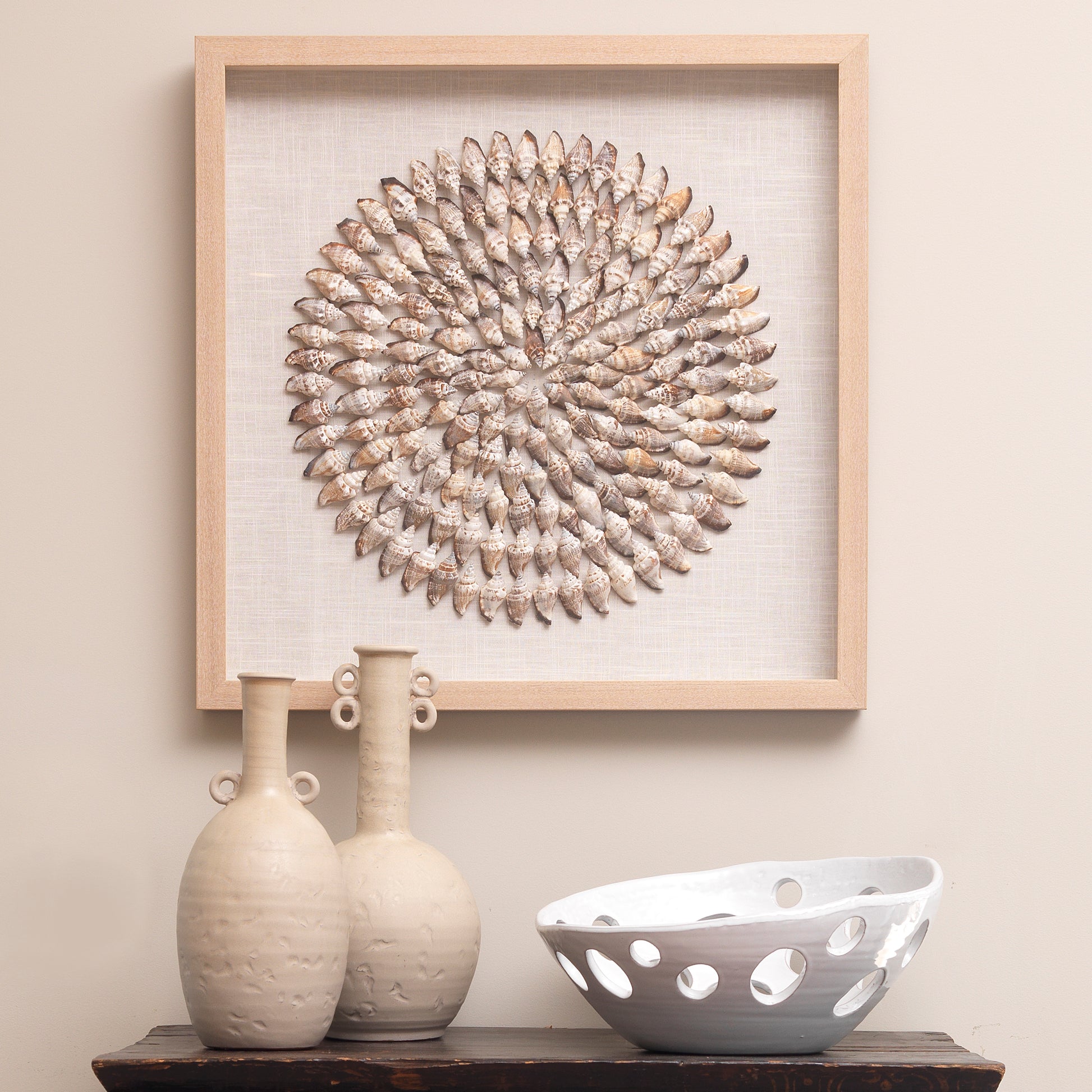 Riviera Framed Wall Art, Beige Simnia Shell by Jamie Young