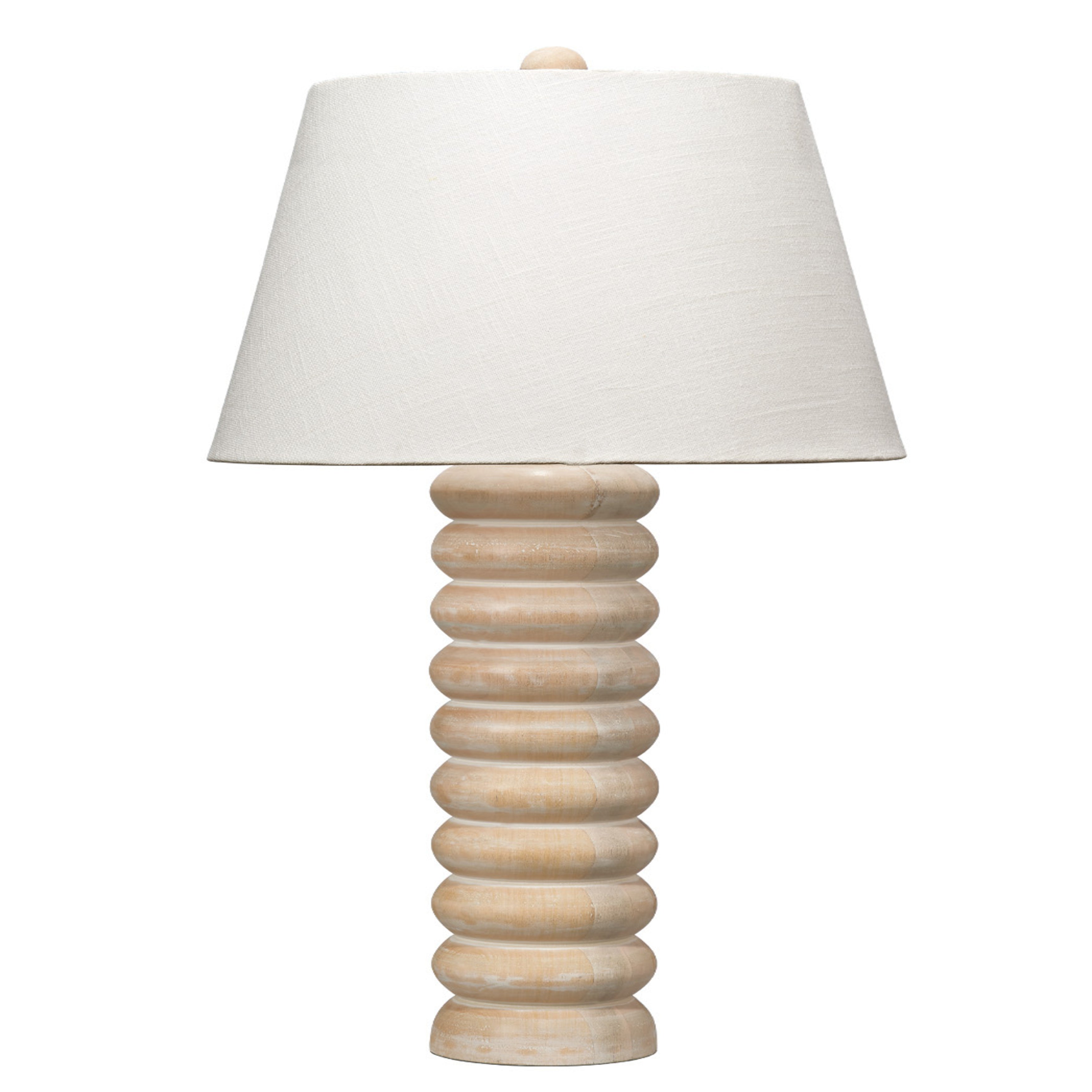 Abacus Mango Wood Table Lamp with Linen Shade by Jamie Young