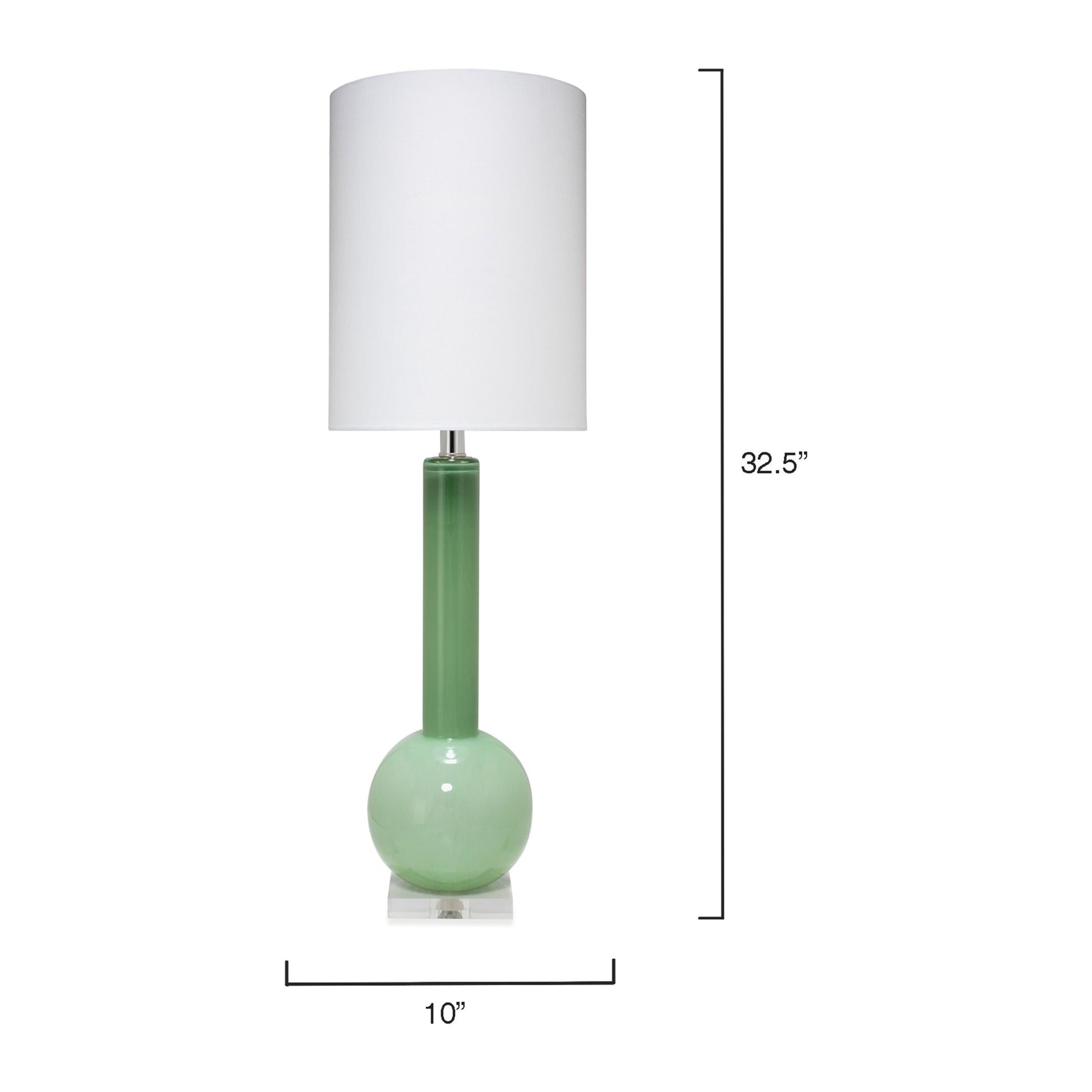 Studio Table Glass Lamp with Linen Shade Green by Jamie Young