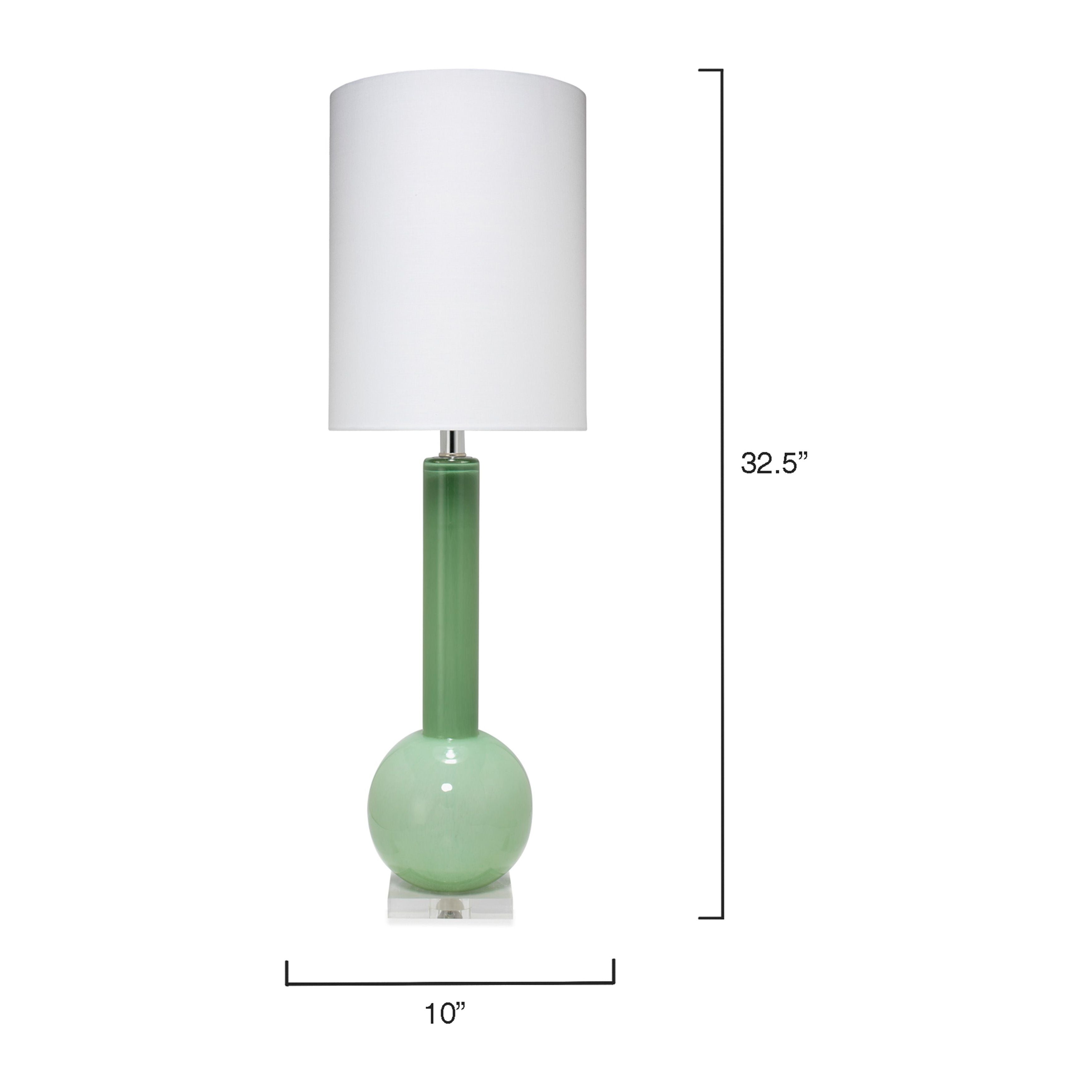Studio Table Glass Lamp with Linen Shade Green by Jamie Young