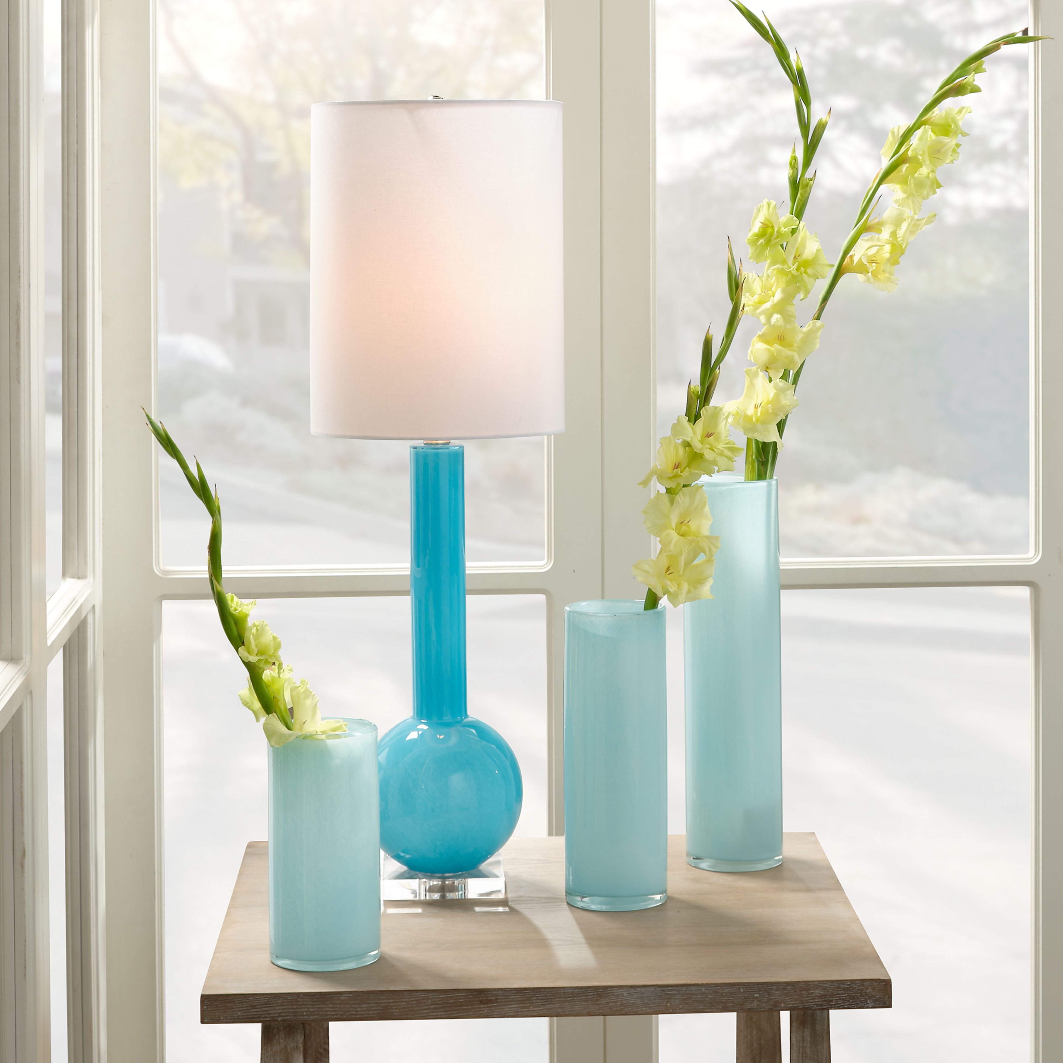Studio Table Glass Lamp with Linen Shade by Jamie Young
