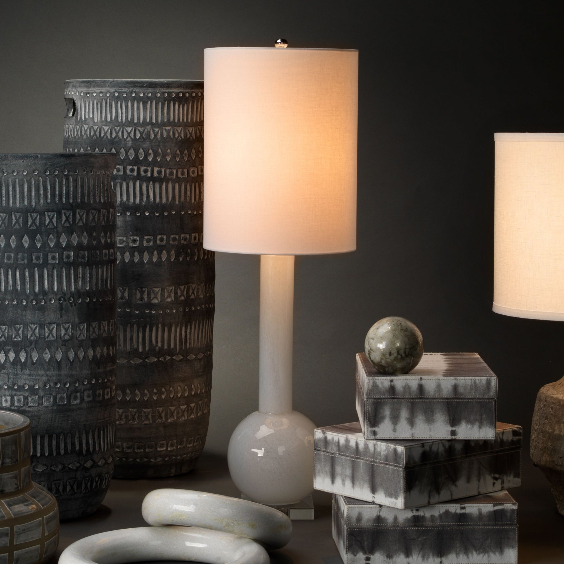 Studio Table Glass Lamp with Linen Shade by Jamie Young