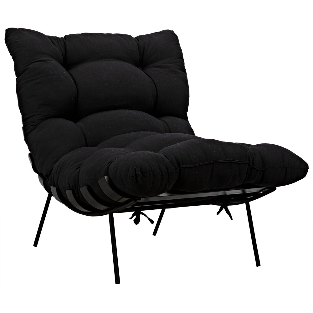 Hanzo Chair with Iron Legs, Charcoal Black by NOIR