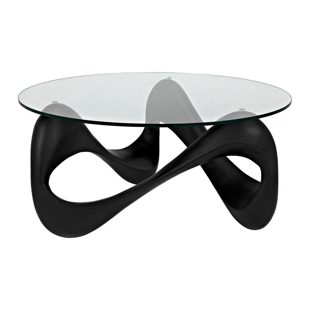 Orion Coffee Table, Black Resin Cement with Glass by NOIR