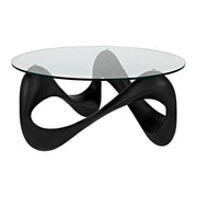 Orion Coffee Table, Black Resin Cement with Glass by NOIR