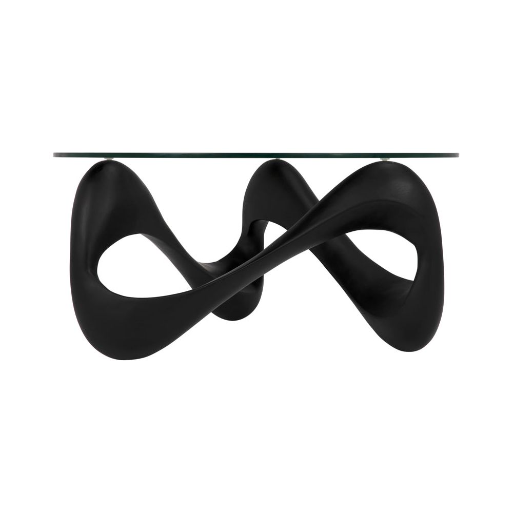 Orion Coffee Table, Black Resin Cement with Glass by NOIR