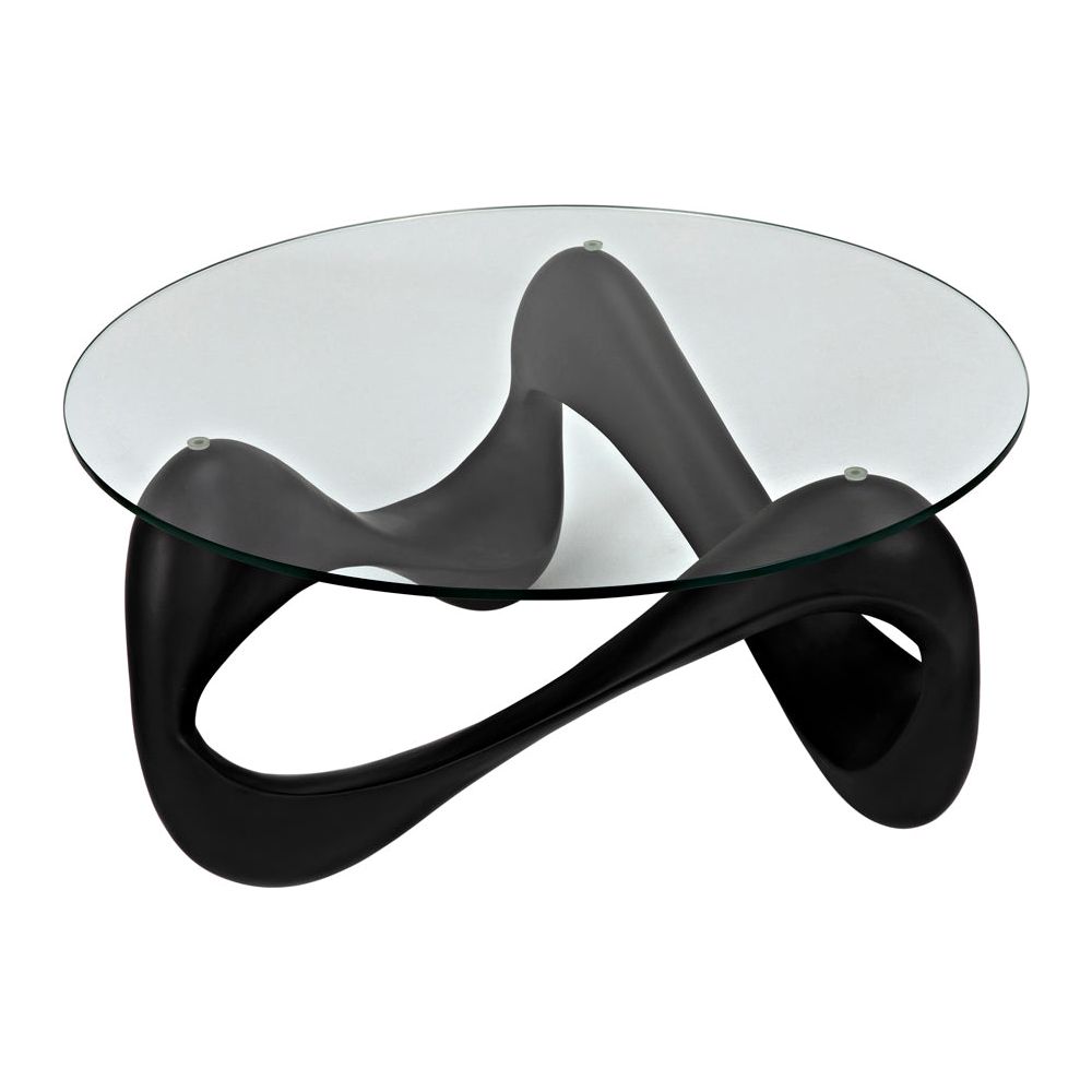 Orion Coffee Table, Black Resin Cement with Glass by NOIR