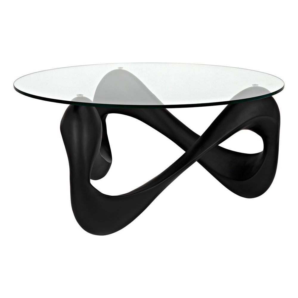 Orion Coffee Table, Black Resin Cement with Glass by NOIR