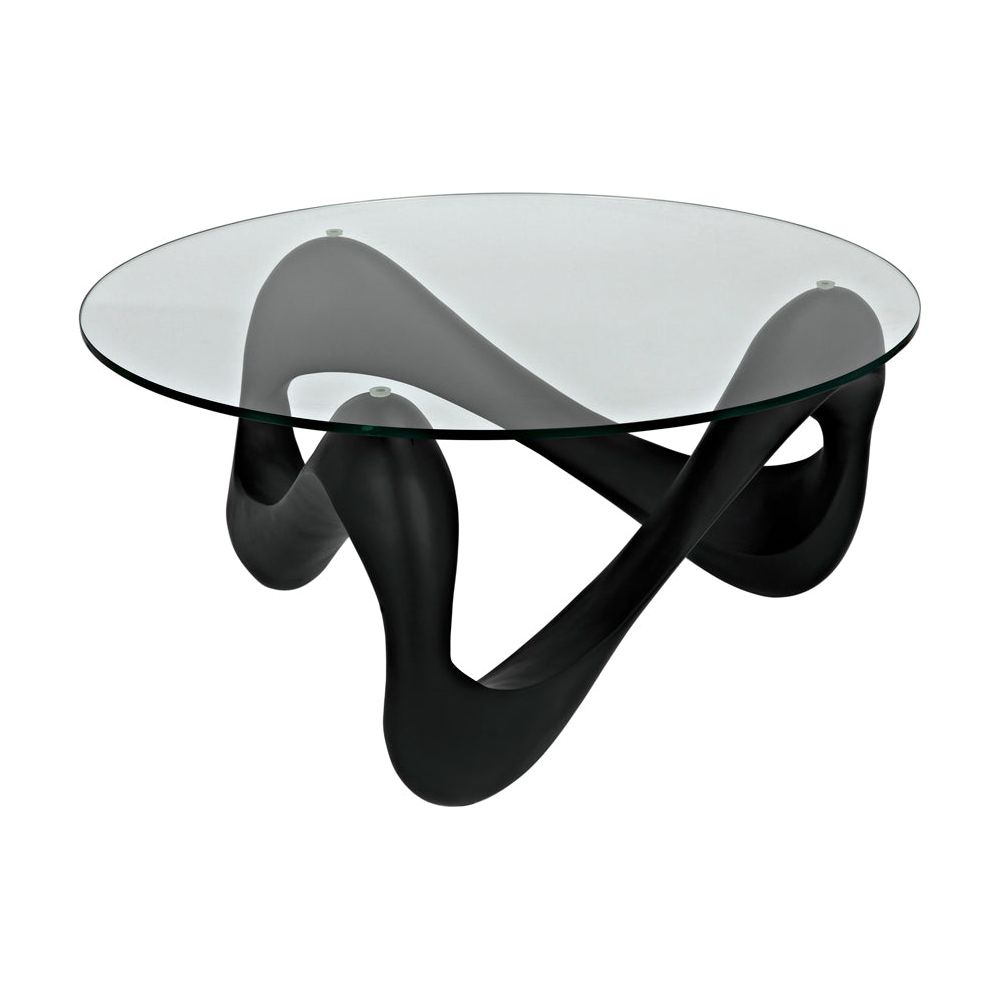 Orion Coffee Table, Black Resin Cement with Glass by NOIR
