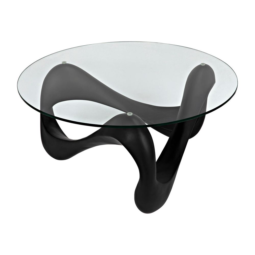 Orion Coffee Table, Black Resin Cement with Glass by NOIR