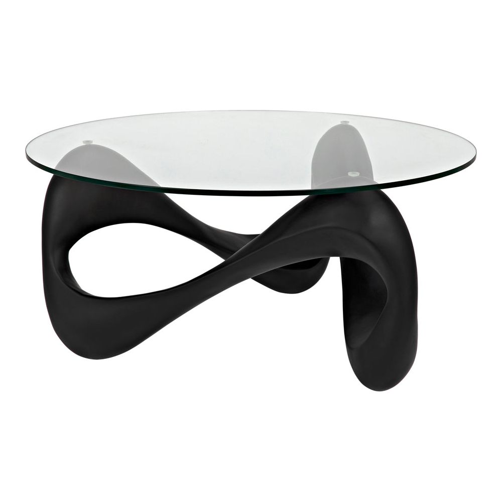 Orion Coffee Table, Black Resin Cement with Glass by NOIR