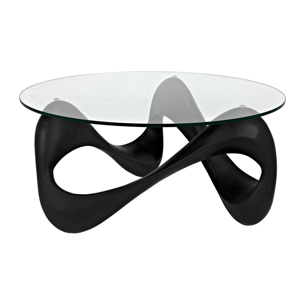 Orion Coffee Table, Black Resin Cement with Glass by NOIR