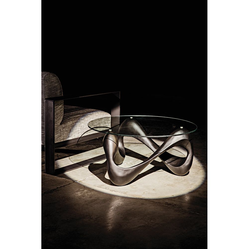 Orion Coffee Table, Black Resin Cement with Glass by NOIR