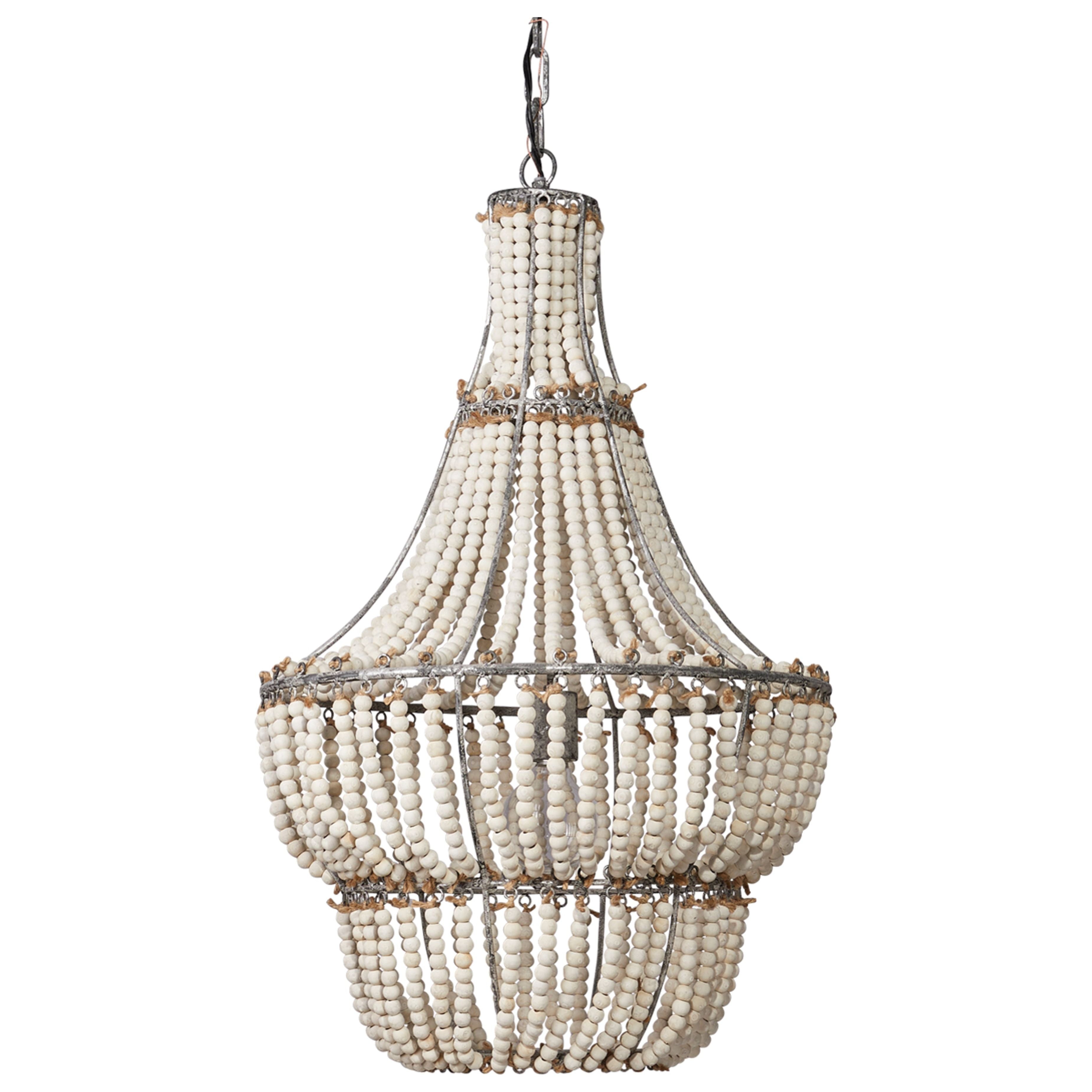 Blanca Wood Beaded 1-Light Chandelier by Jamie Young