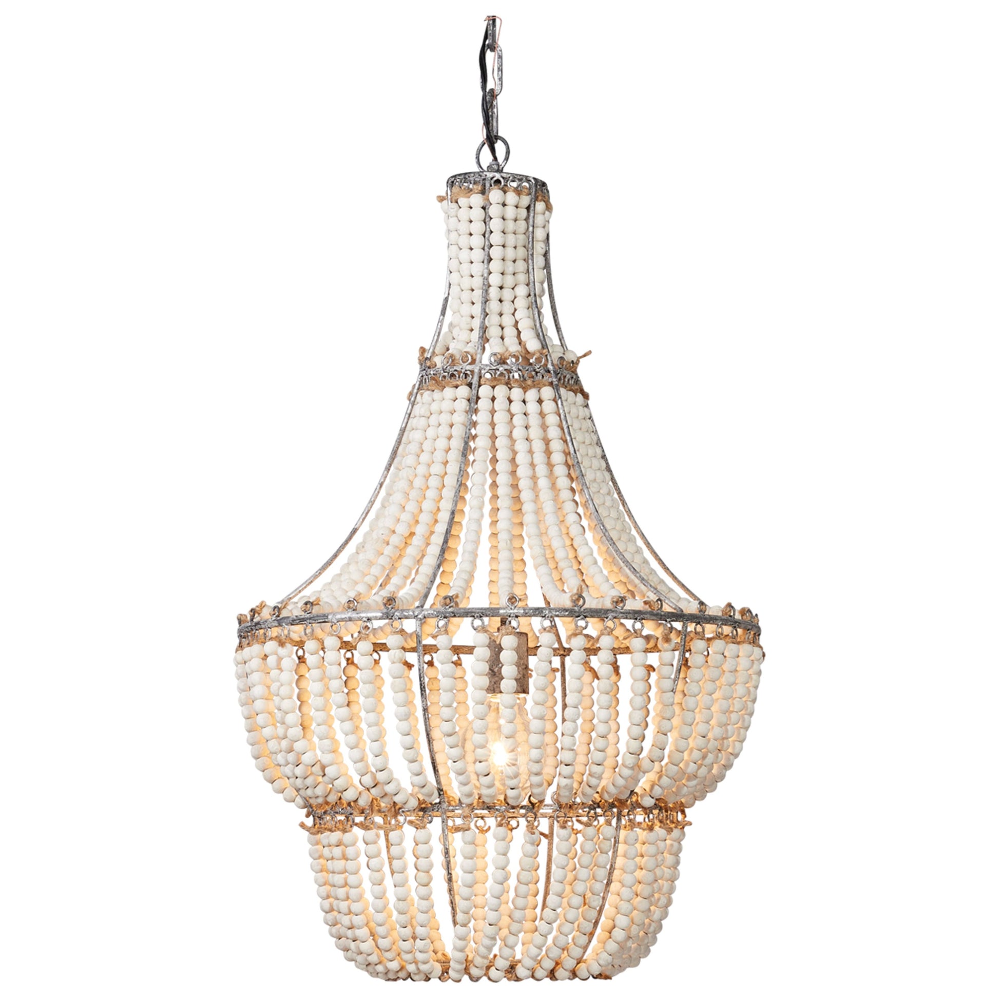 Blanca Wood Beaded 1-Light Chandelier by Jamie Young