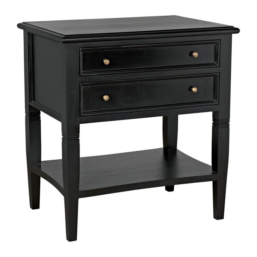 Oxford 2-Drawer Side Table, Hand Rubbed Black by NOIR