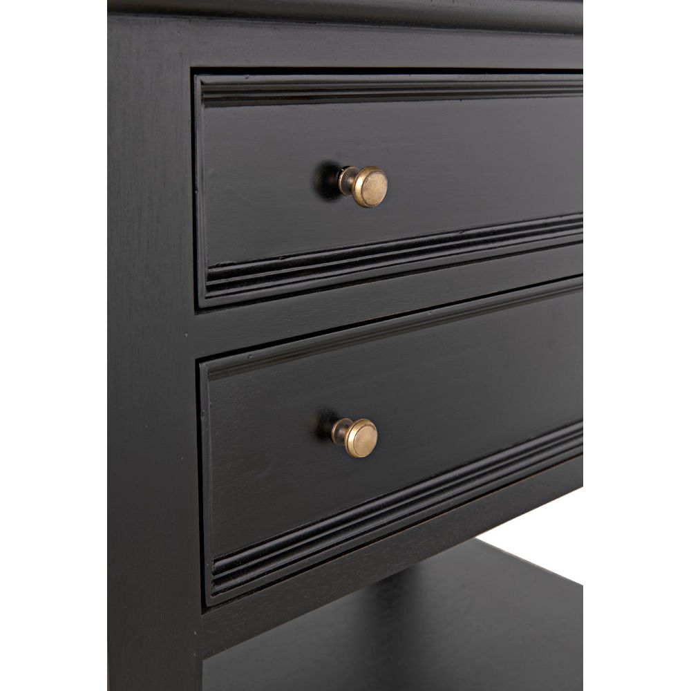 Oxford 2-Drawer Side Table, Hand Rubbed Black by NOIR