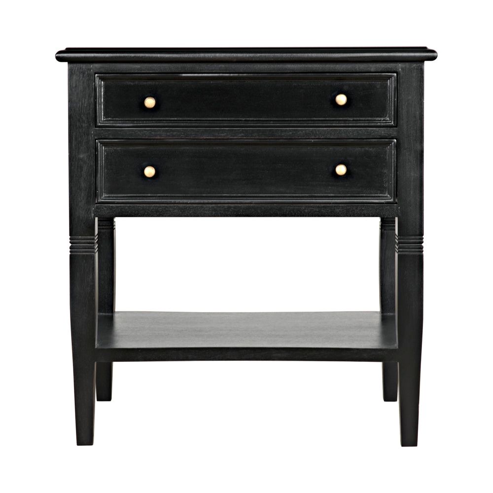 Oxford 2-Drawer Side Table, Hand Rubbed Black by NOIR
