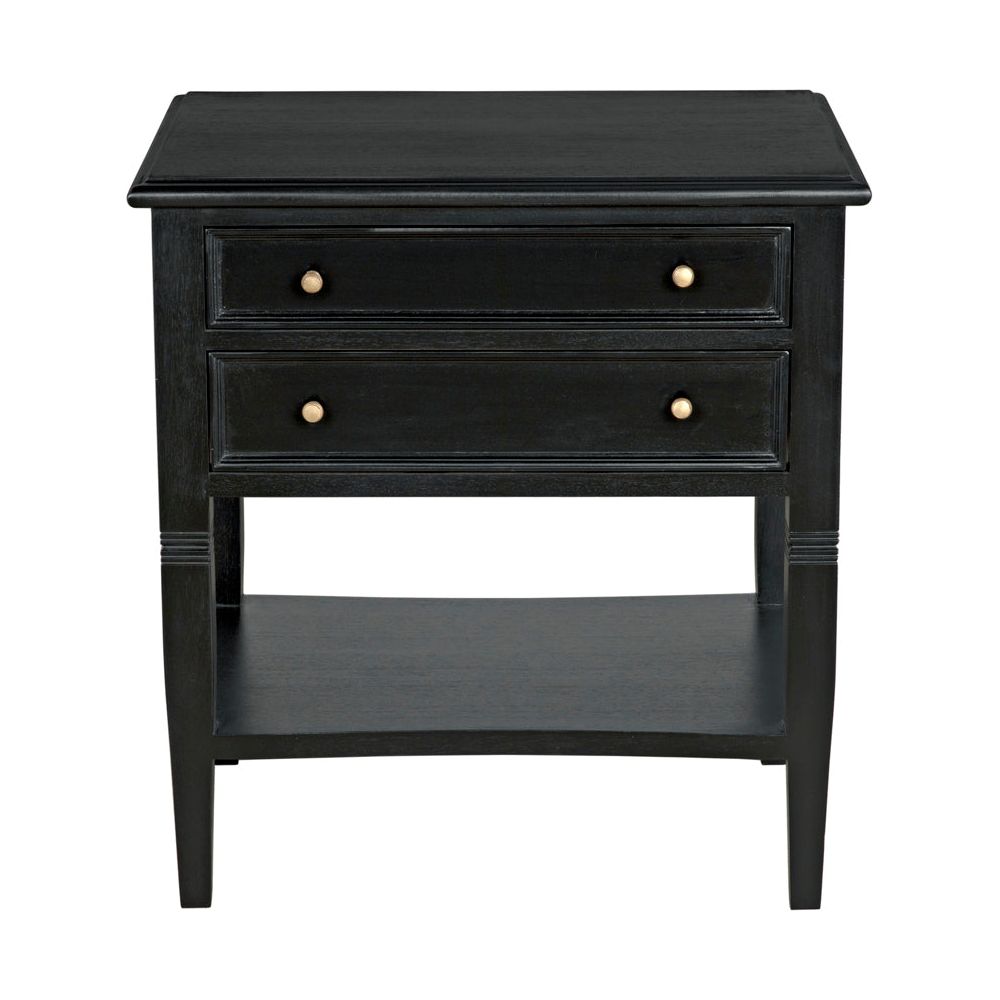 Oxford 2-Drawer Side Table, Hand Rubbed Black by NOIR