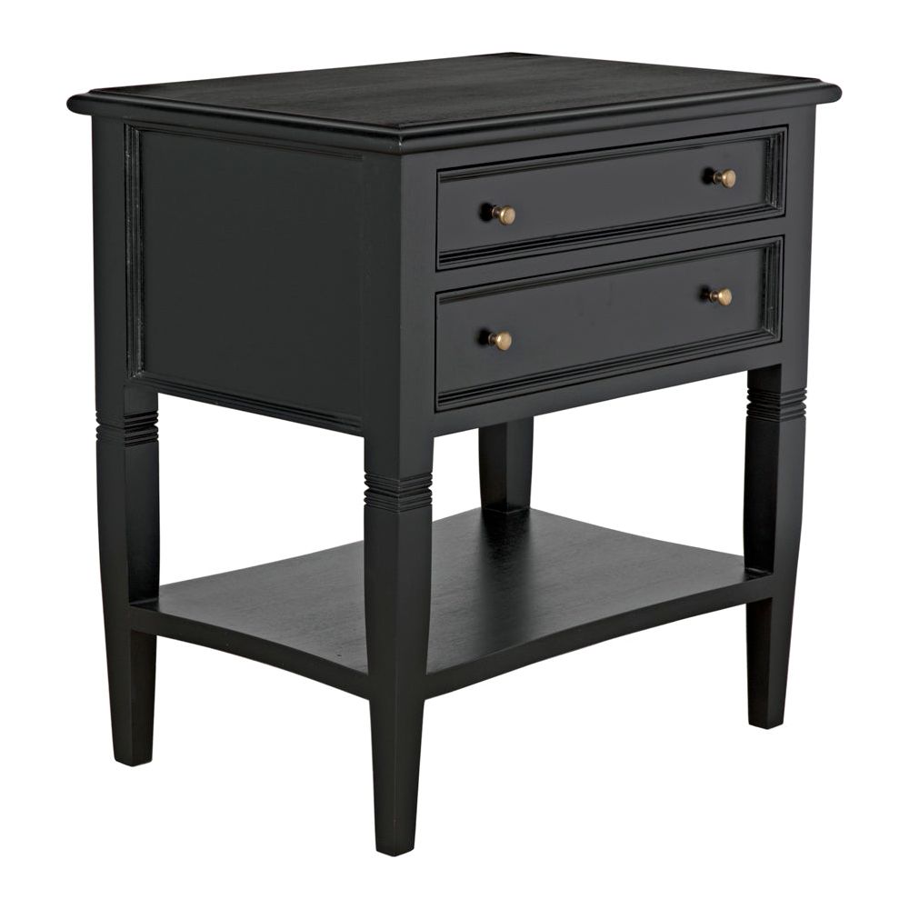 Oxford 2-Drawer Side Table, Hand Rubbed Black by NOIR
