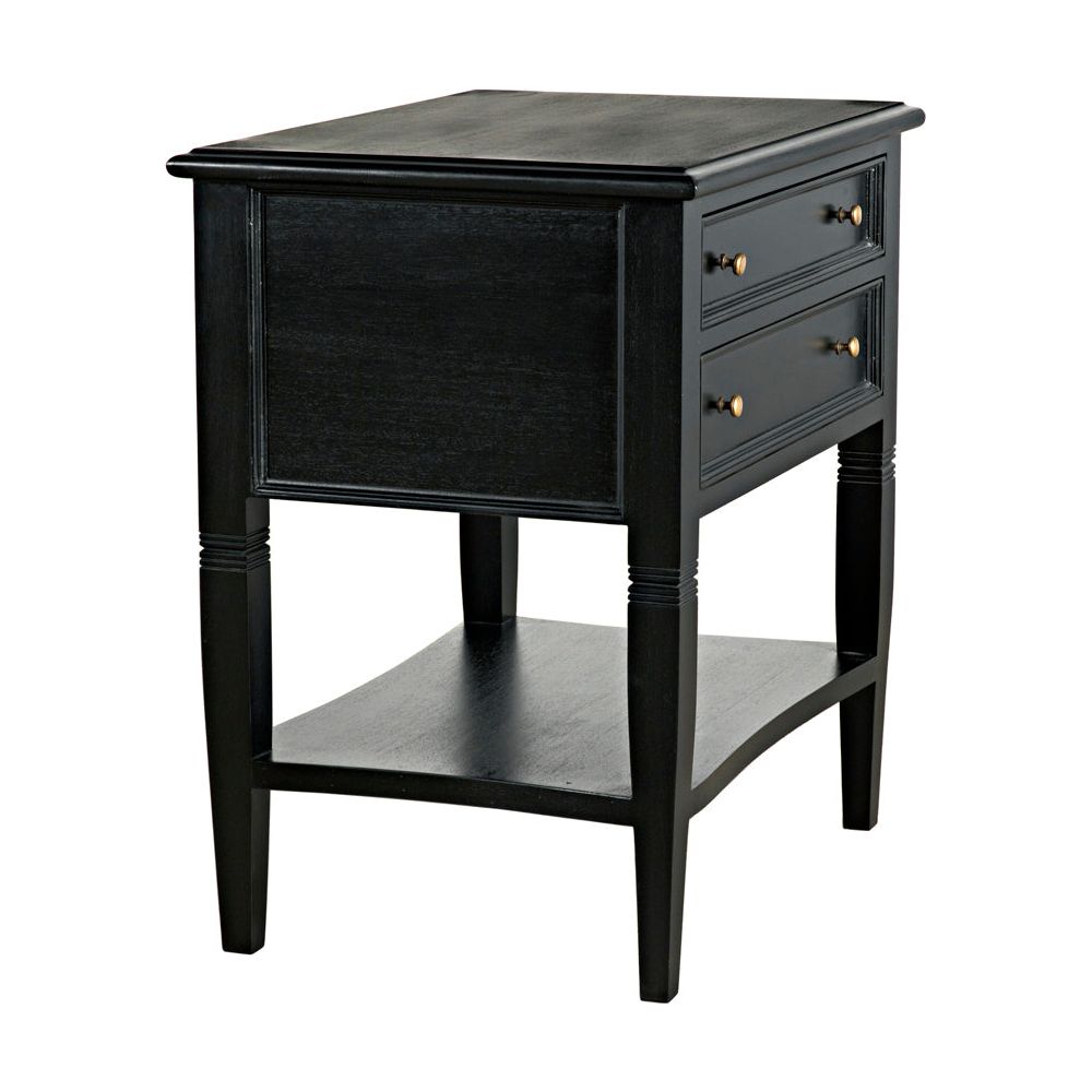 Oxford 2-Drawer Side Table, Hand Rubbed Black by NOIR