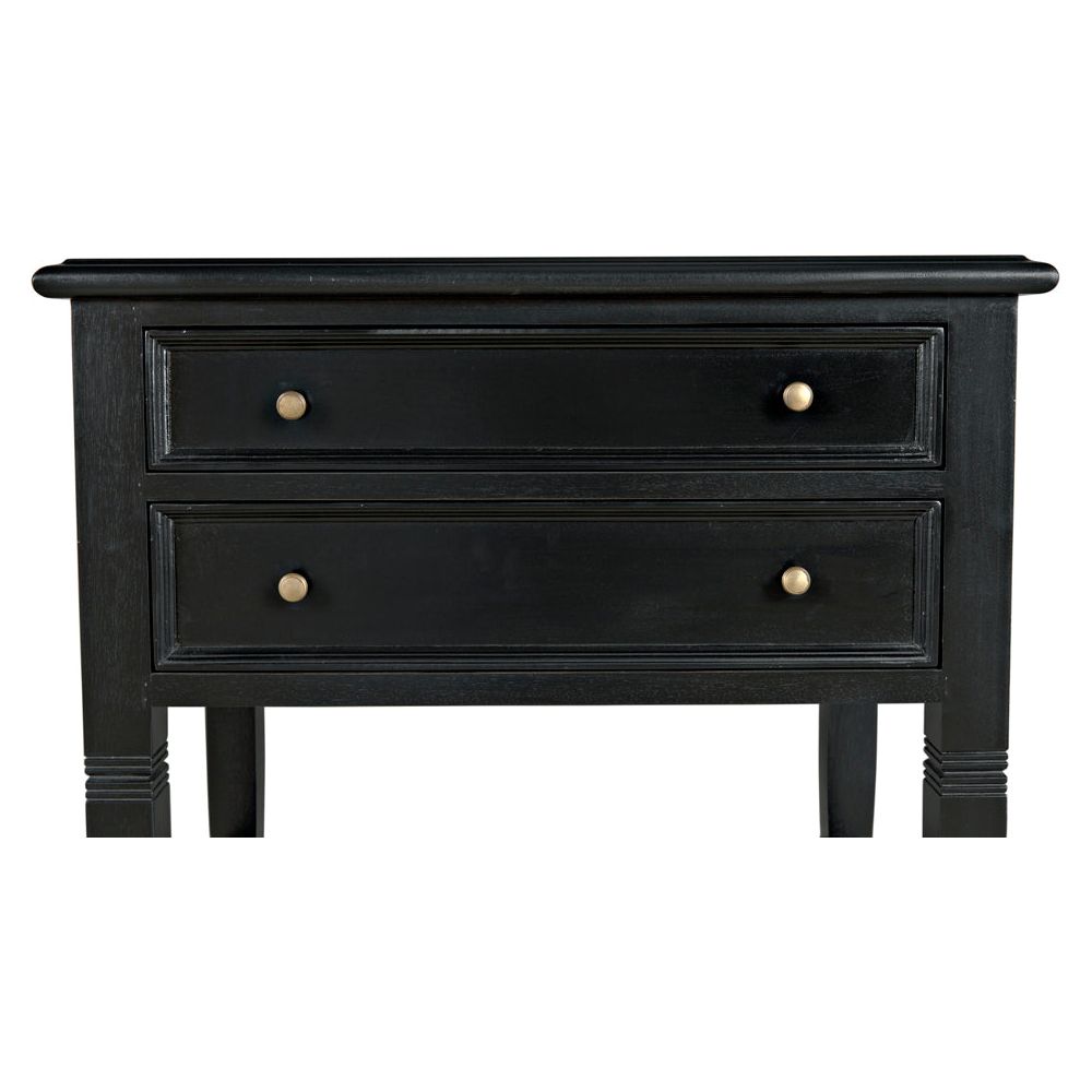 Oxford 2-Drawer Side Table, Hand Rubbed Black by NOIR