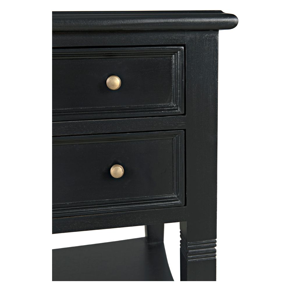 Oxford 2-Drawer Side Table, Hand Rubbed Black by NOIR