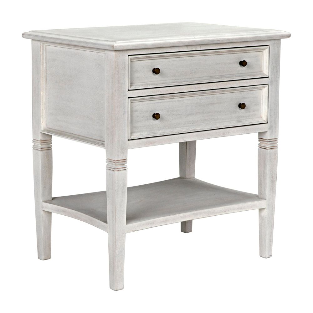 Oxford 2-Drawer Side Table, White Wash by NOIR