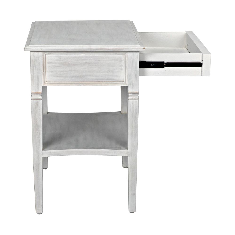 Oxford 1-Drawer Side Table, White Wash by NOIR