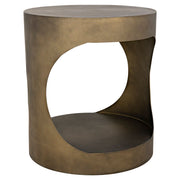 Eclipse Round Side Table, Metal with Aged Brass Finish by NOIR