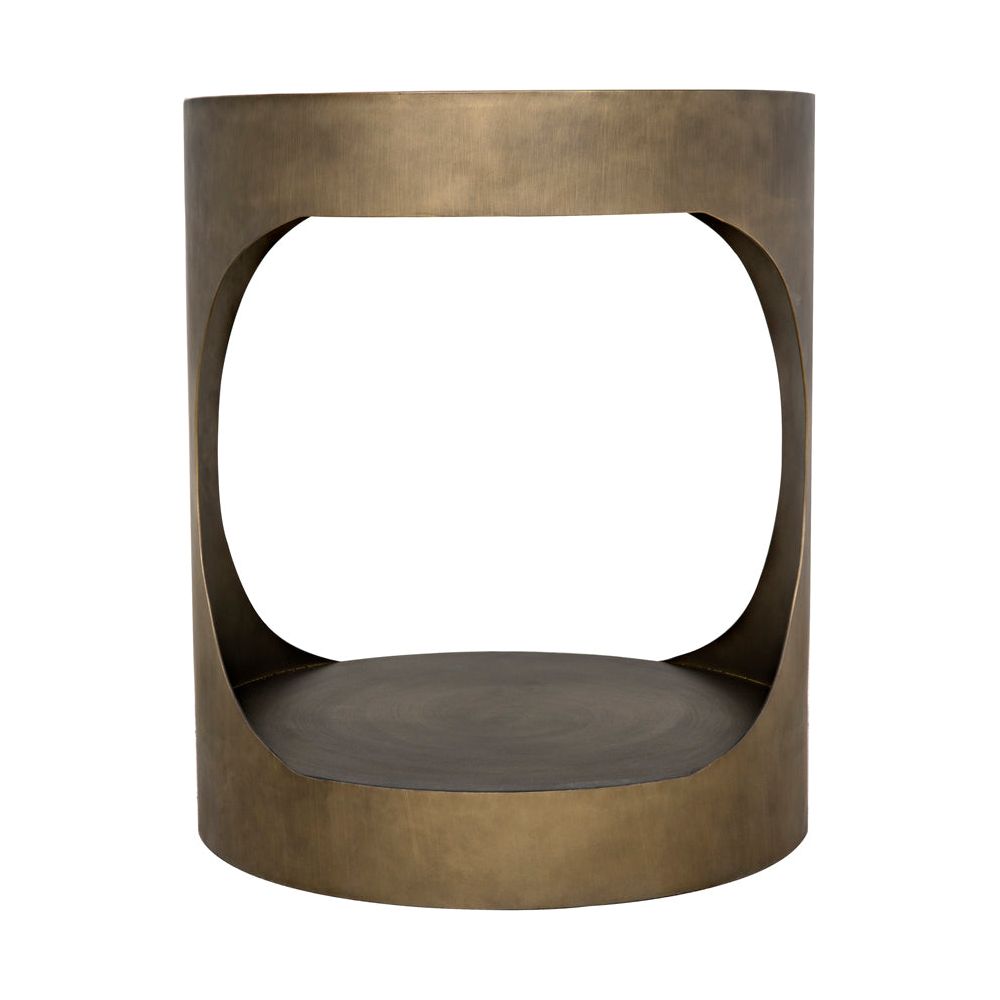 Eclipse Round Side Table, Metal with Aged Brass Finish by NOIR