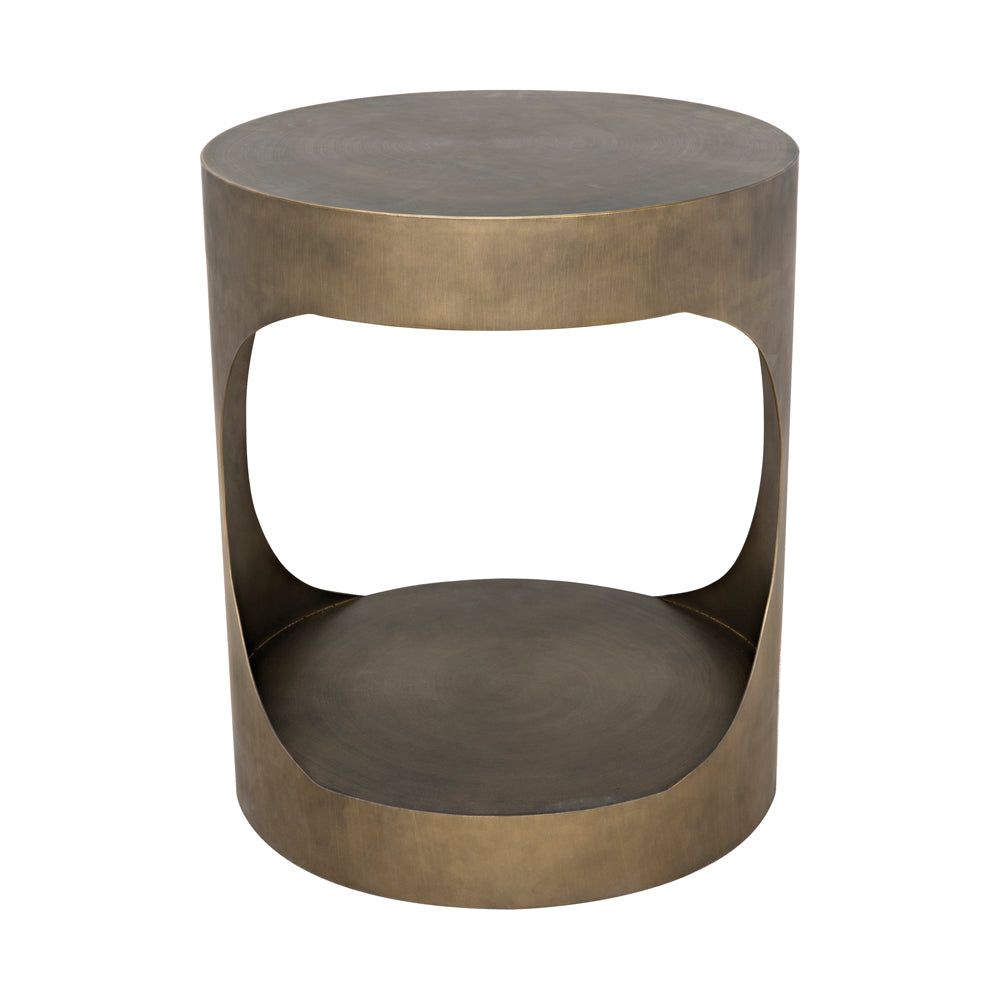 Eclipse Round Side Table, Metal with Aged Brass Finish by NOIR